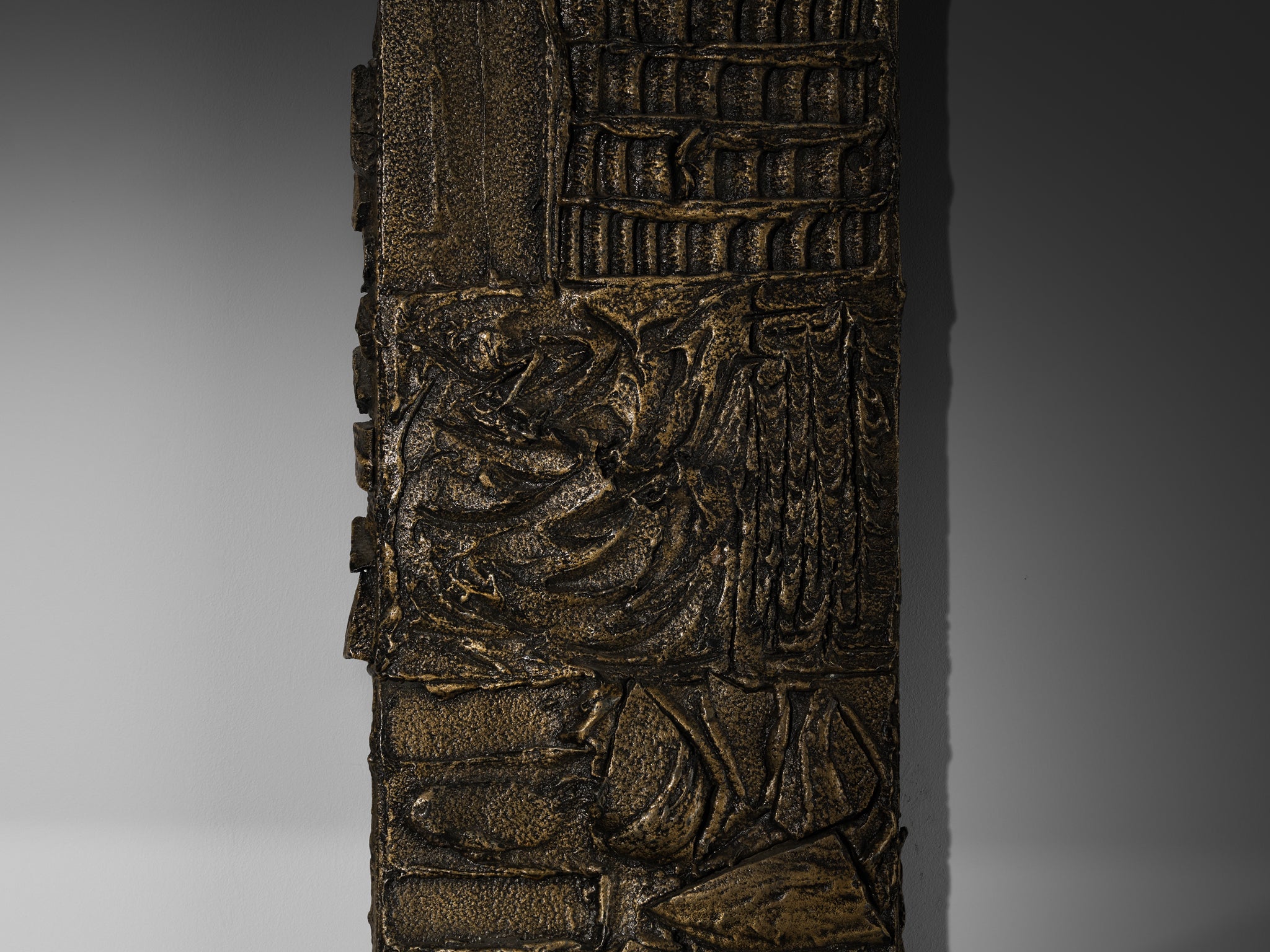 Paul Evans for Directional 'PE 68' Wall Unit in Bronzed Resin and Glass Case pieces and storage cabinets Morentz