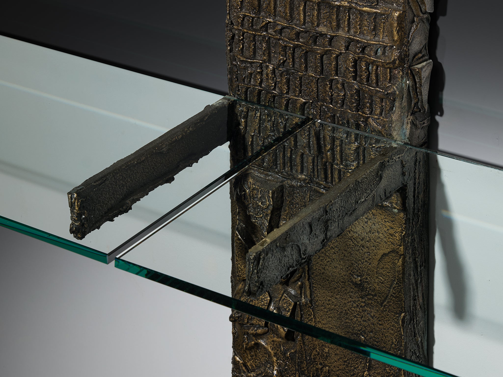 Paul Evans for Directional 'PE 68' Wall Unit in Bronzed Resin and Glass Case pieces and storage cabinets Morentz