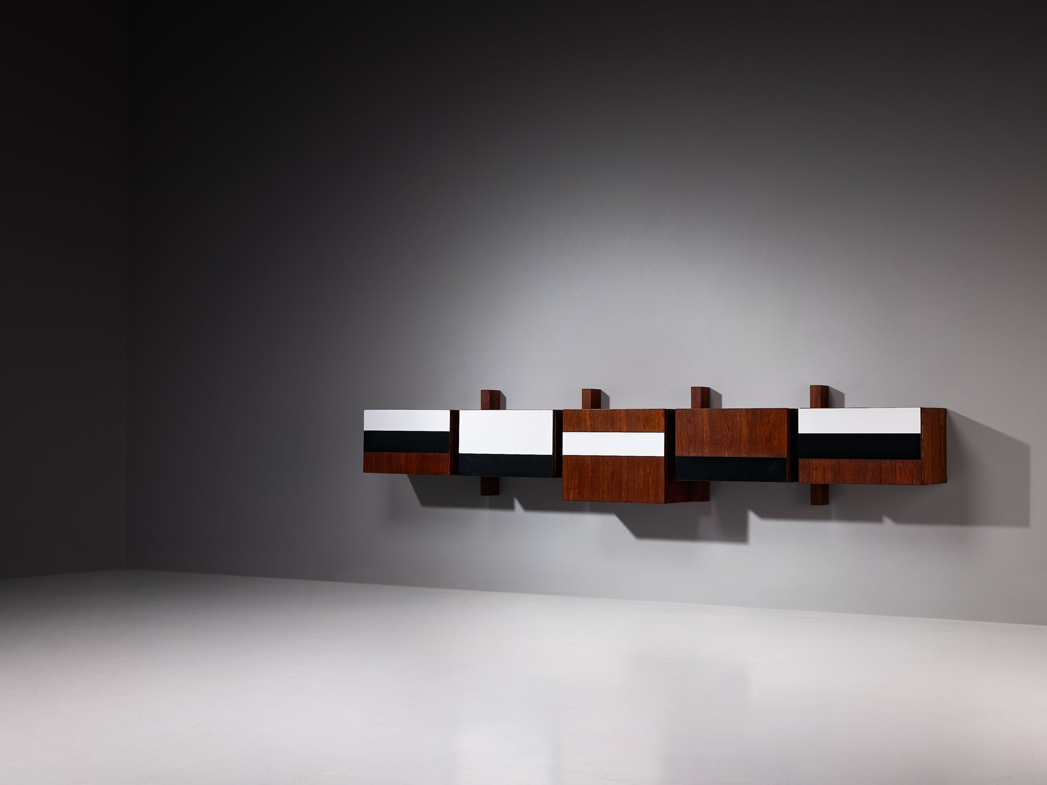 Mid-Century Modern Wall-Mounted Sideboard in Teak Case pieces and storage cabinets Morentz