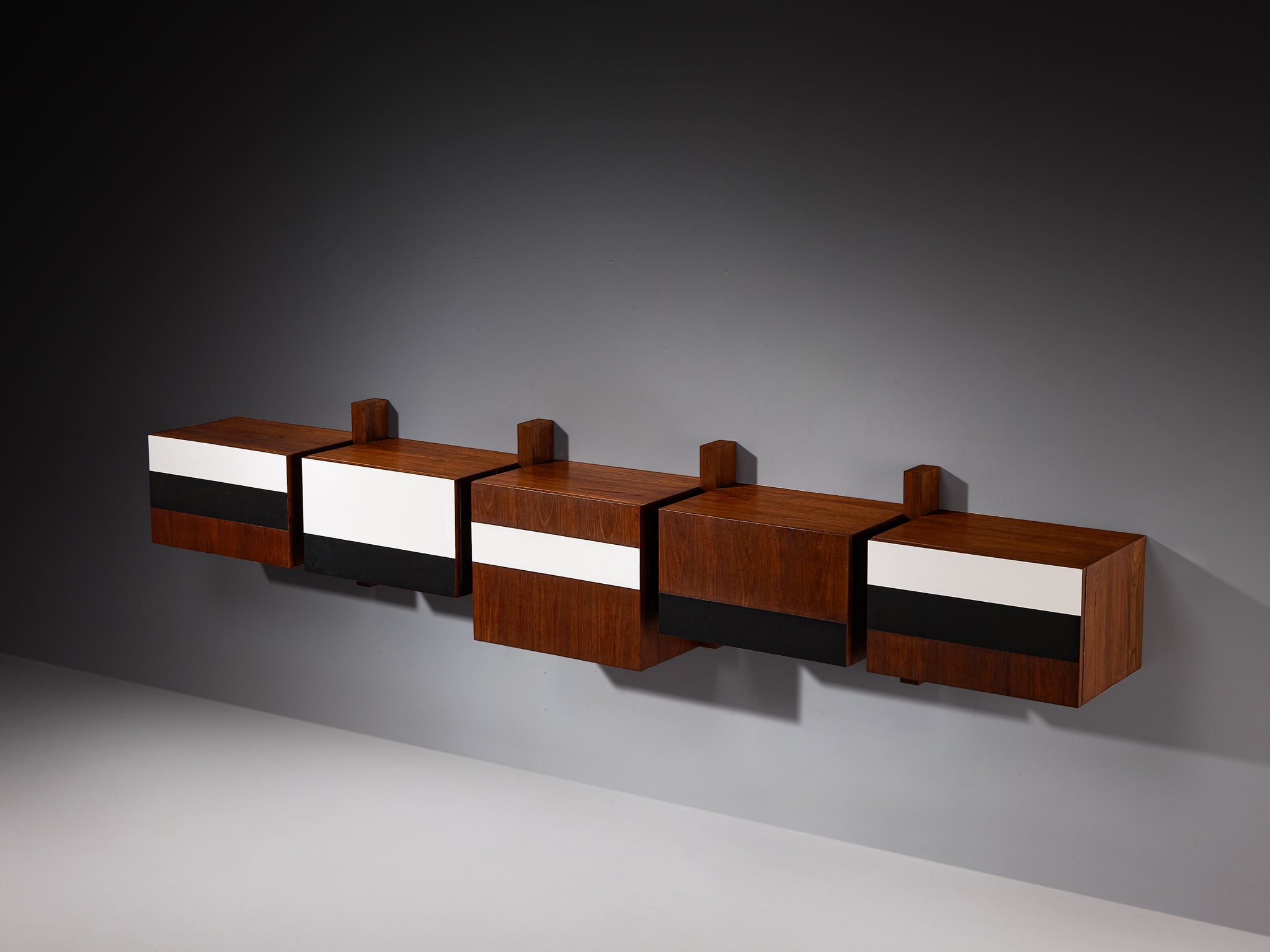 Mid-Century Modern Wall-Mounted Sideboard in Teak Case pieces and storage cabinets Morentz