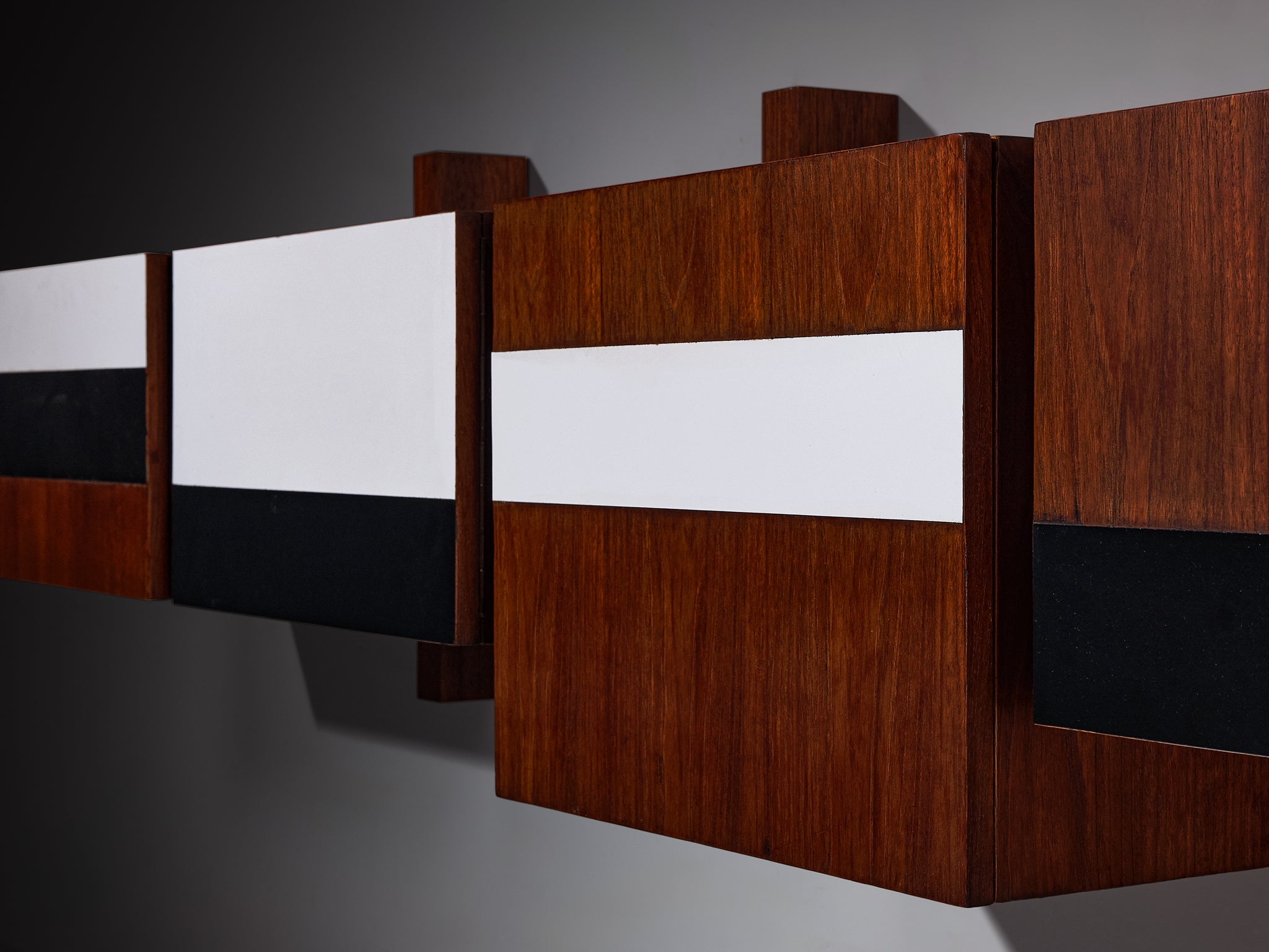 Mid-Century Modern Wall-Mounted Sideboard in Teak Case pieces and storage cabinets Morentz