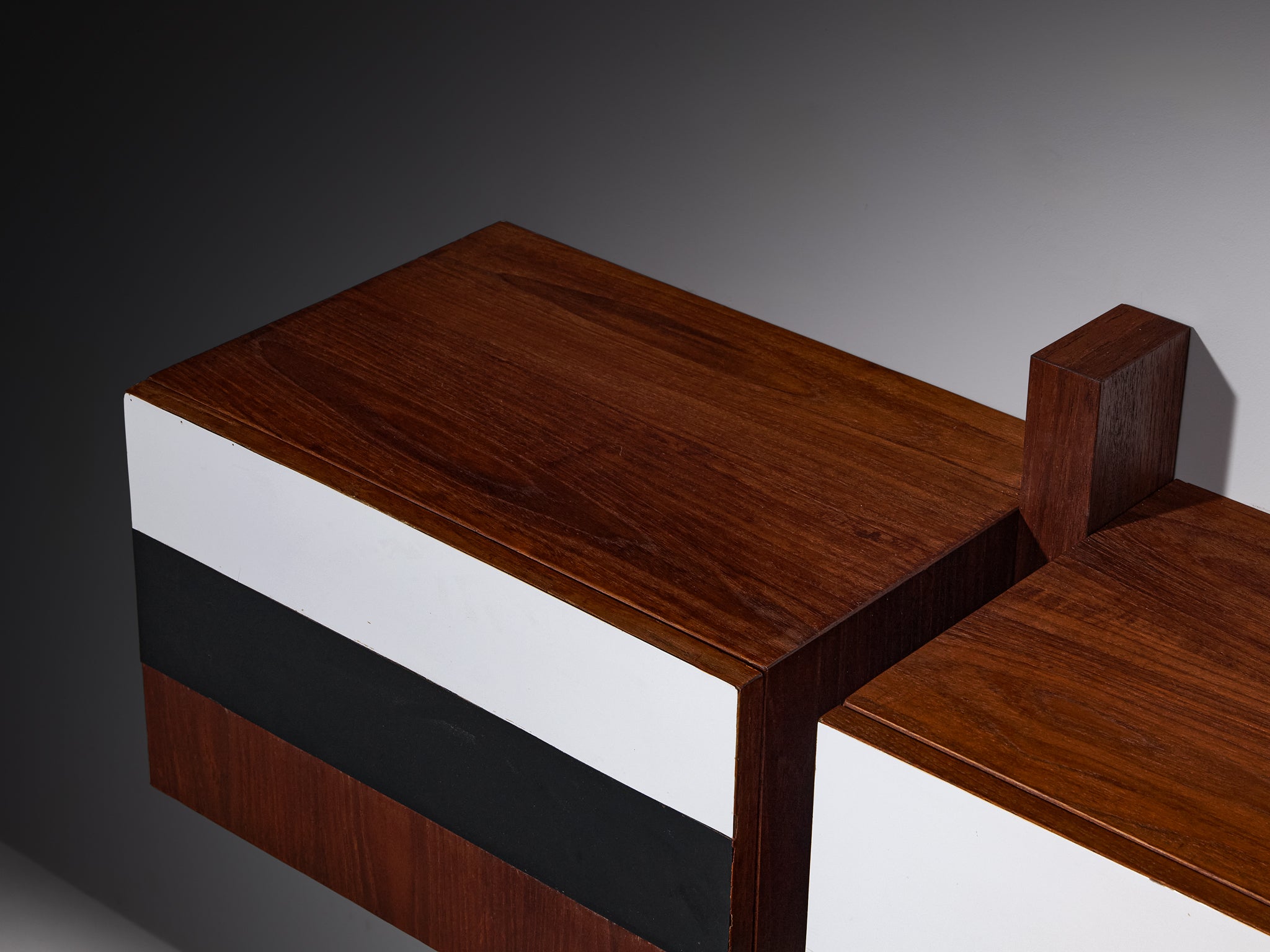 Mid-Century Modern Wall-Mounted Sideboard in Teak Case pieces and storage cabinets Morentz