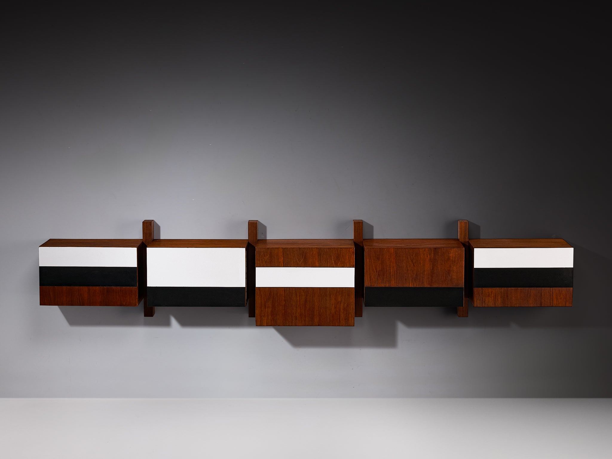 Mid-Century Modern Wall-Mounted Sideboard in Teak Case pieces and storage cabinets Morentz