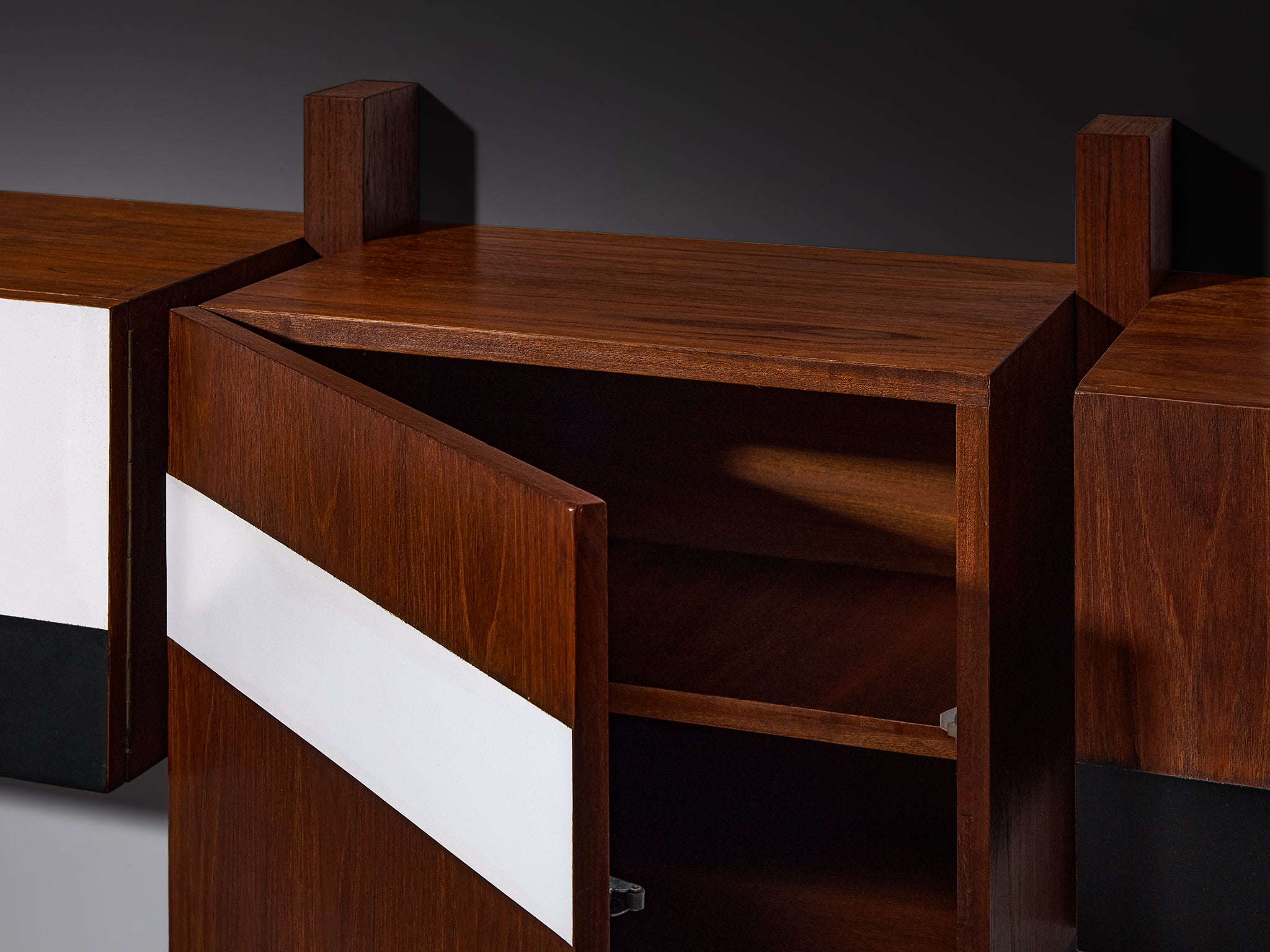 Mid-Century Modern Wall-Mounted Sideboard in Teak Case pieces and storage cabinets Morentz