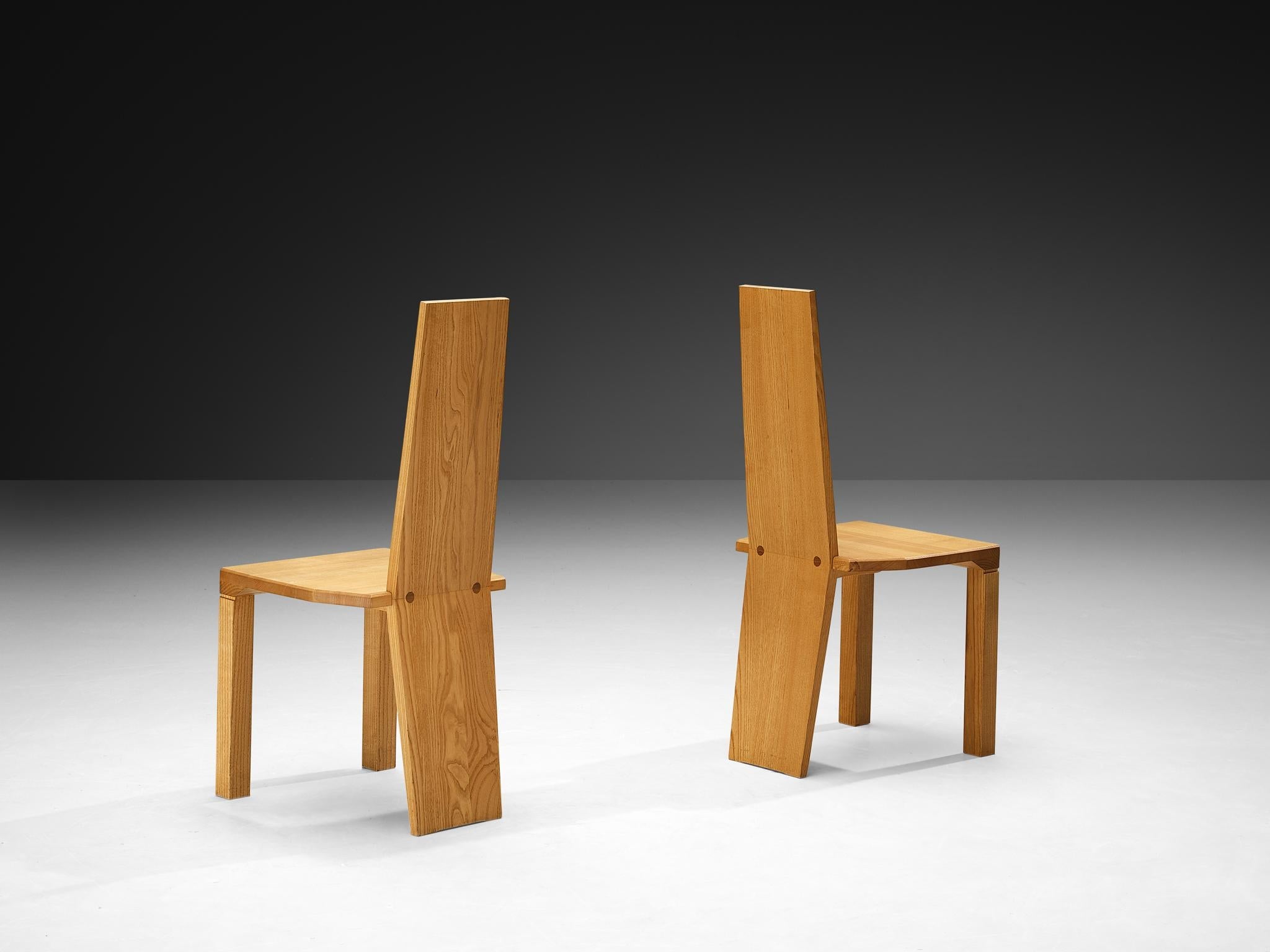 Set of Twelve Postmodern Dining Chairs in Solid Ash Wood seating Morentz
