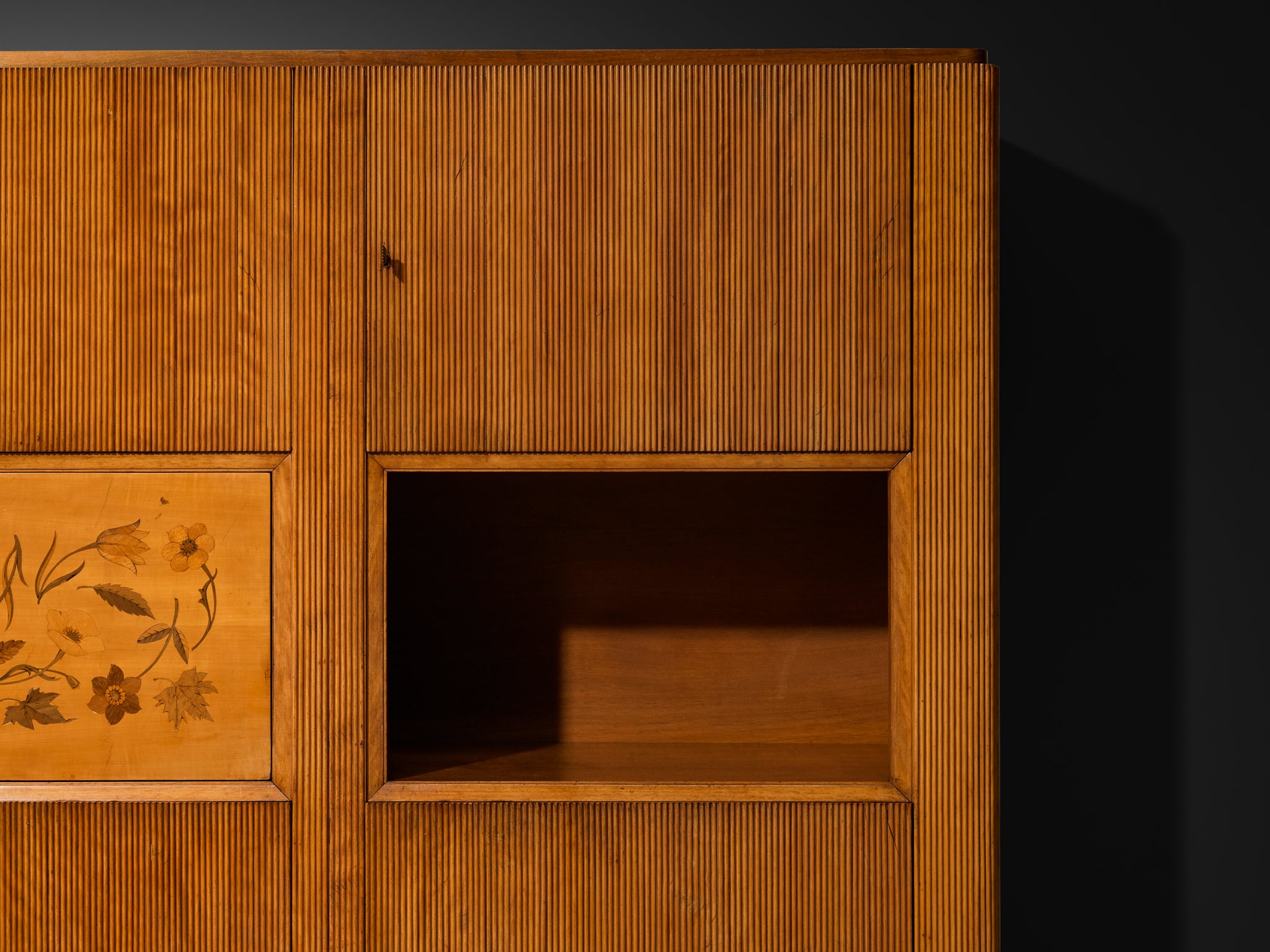 1950s Italian Mid-Century Modern Sideboard with Grissinato Carvings case pieces and storage cabinets Morentz