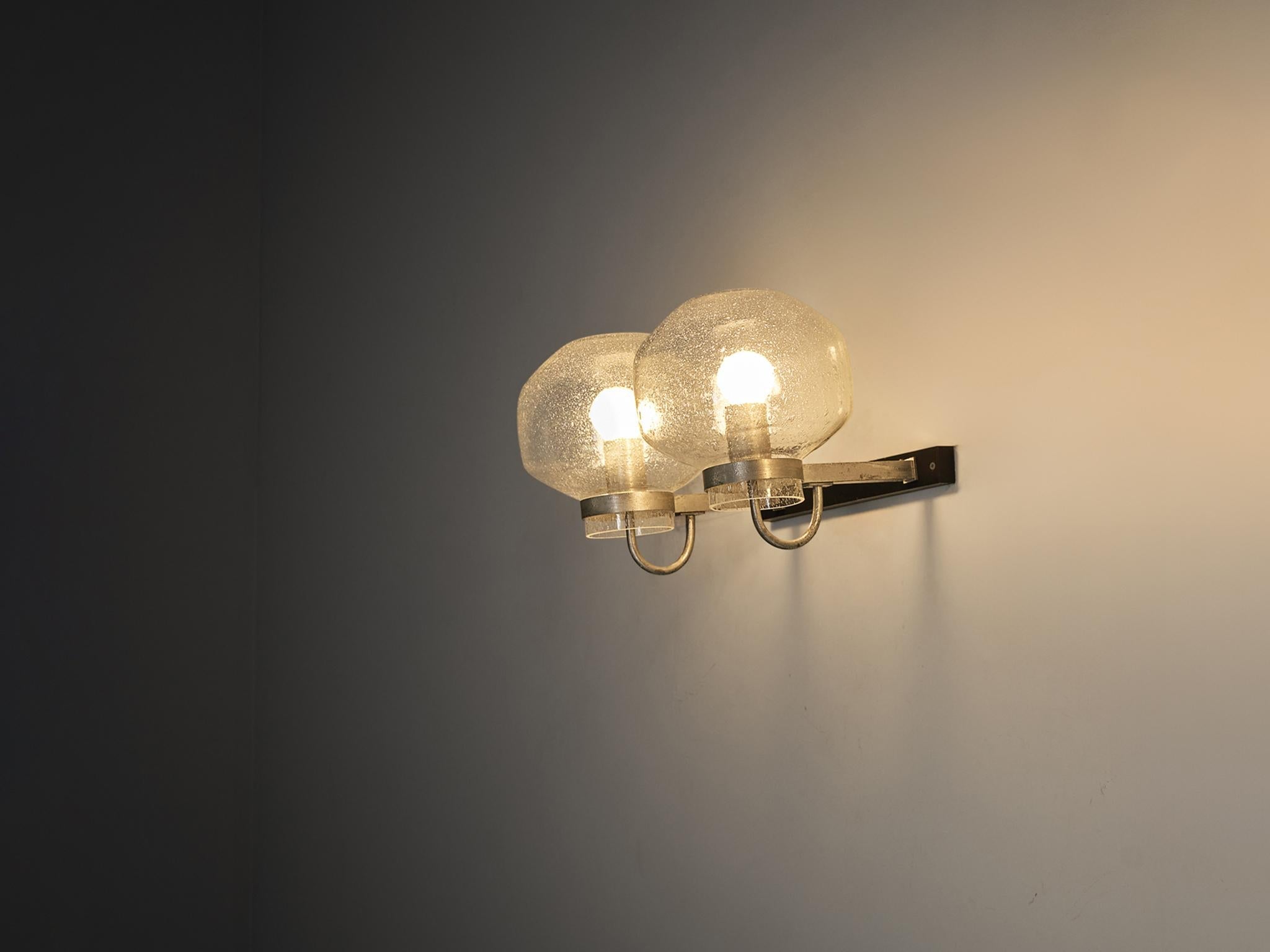 1970s Wall Light in Black-Coated Aluminum and Blown Glass lighting Morentz