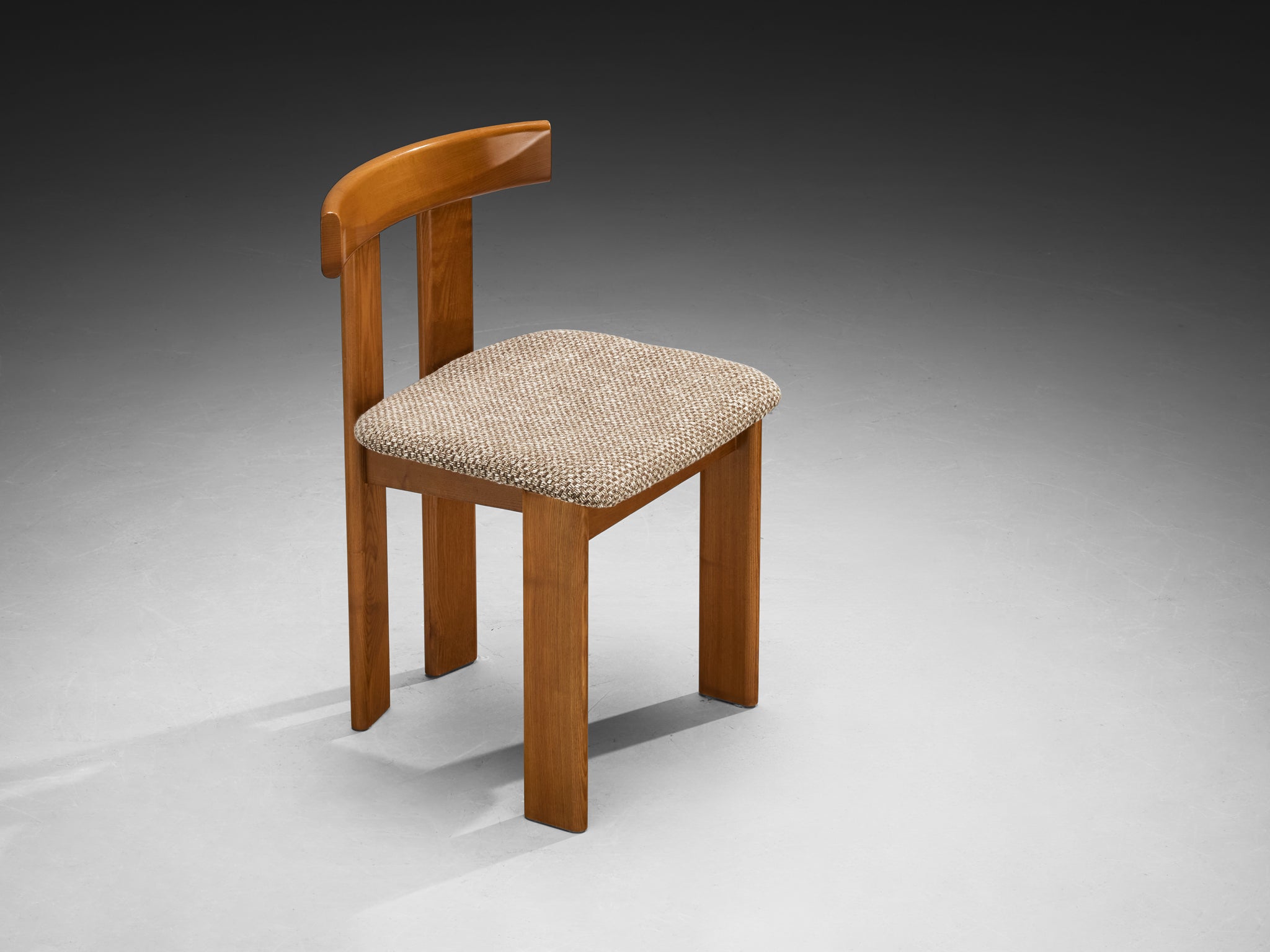 Luigi Vaghi for Former Set of Eight Dining Chairs in Ash and Woven Fabric Seating Morentz