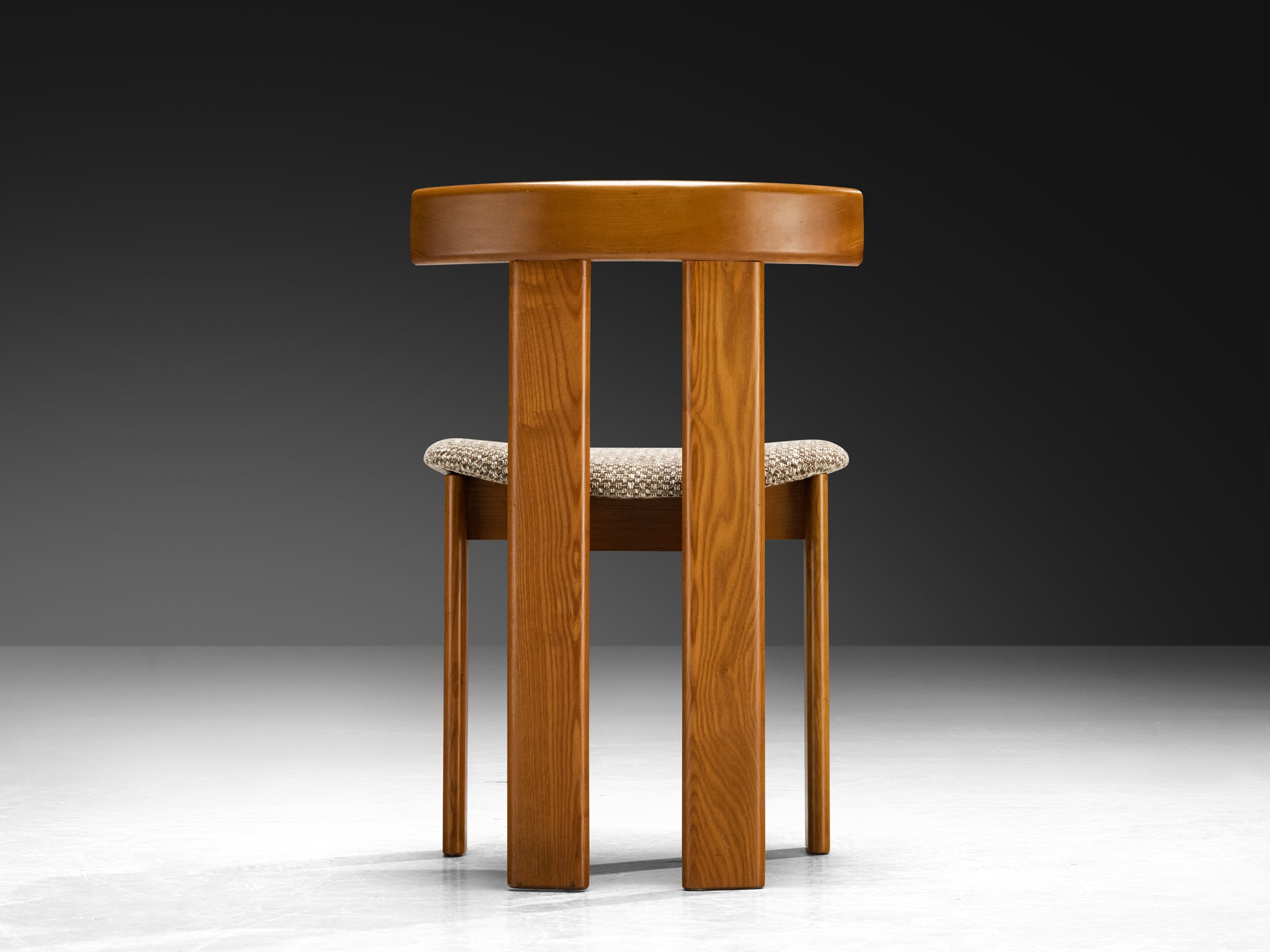 Luigi Vaghi for Former Set of Eight Dining Chairs in Ash and Woven Fabric Seating Morentz