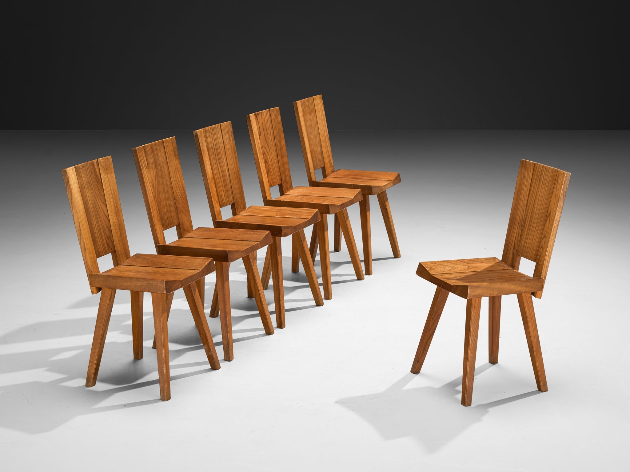 Atelier C. Demoyen Set of Six Chairs in Solid Elm seating Morentz