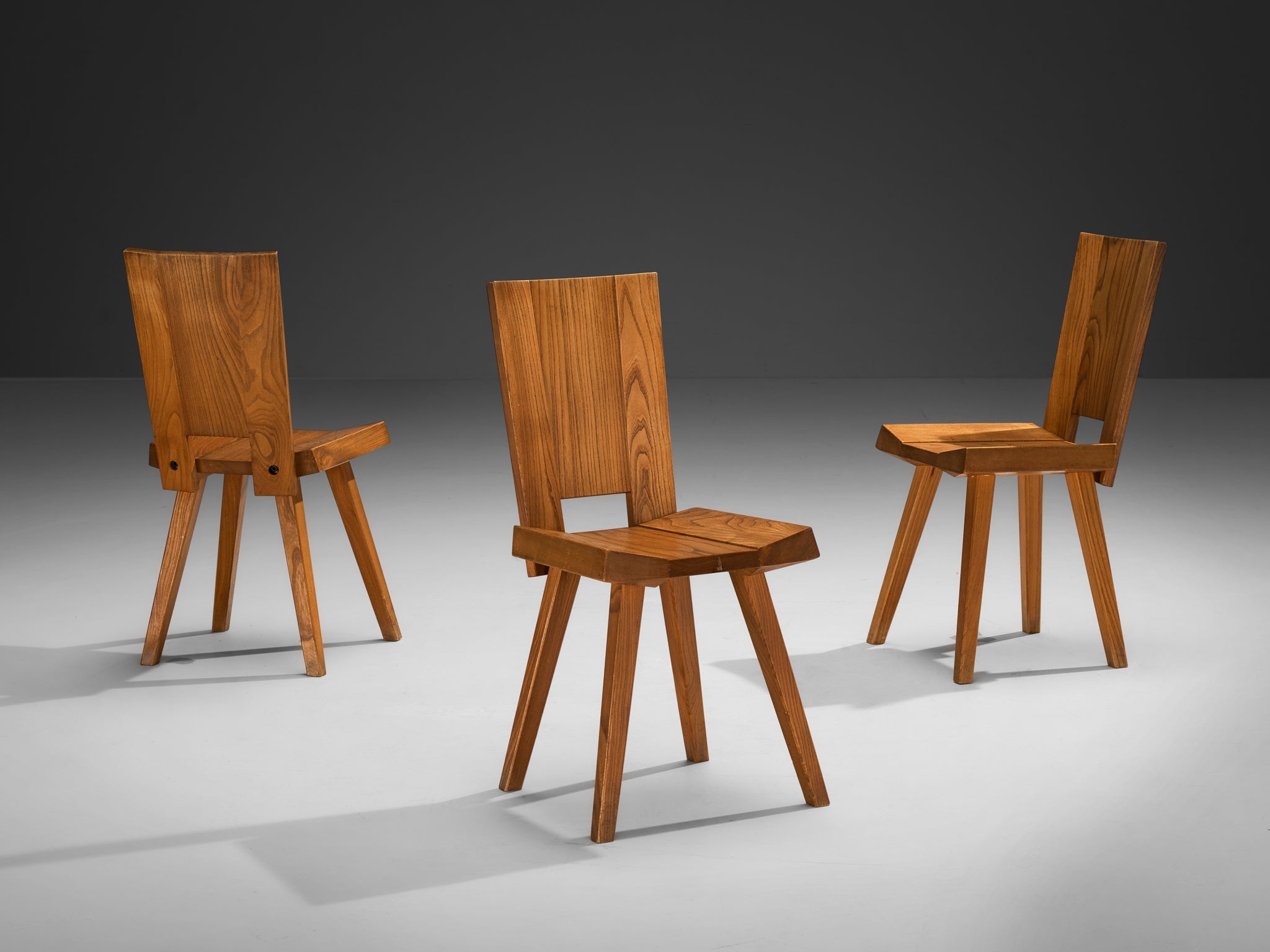 Atelier C. Demoyen Set of Six Chairs in Solid Elm seating Morentz