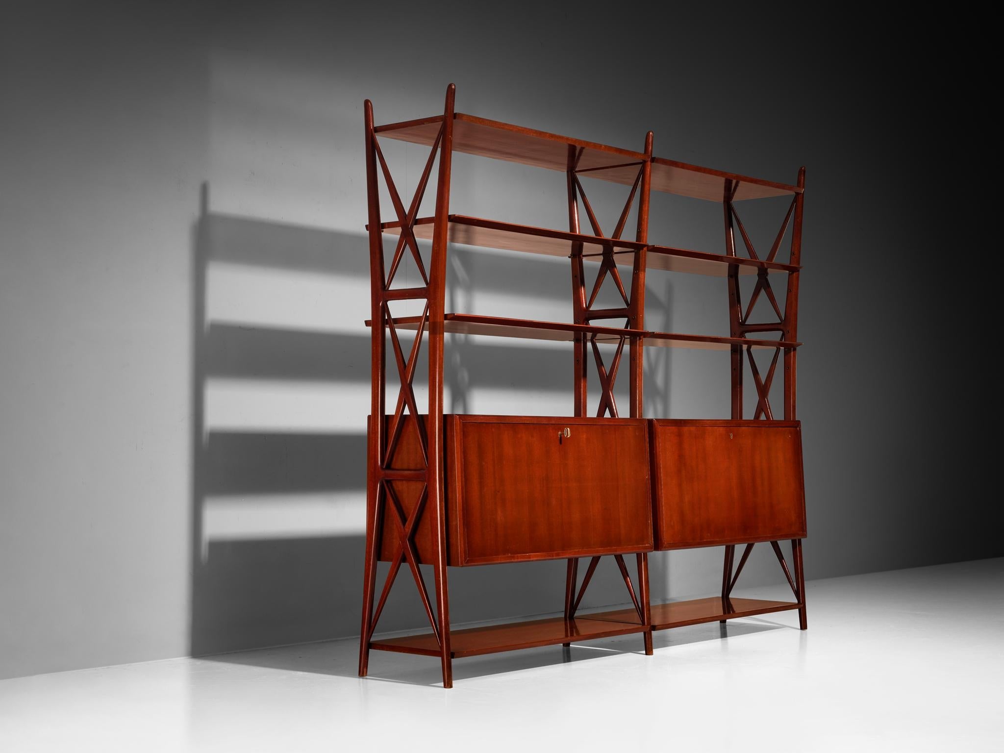 Silvio Cavatorta Elegant Library in Mahogany case pieces and storage cabinets Morentz