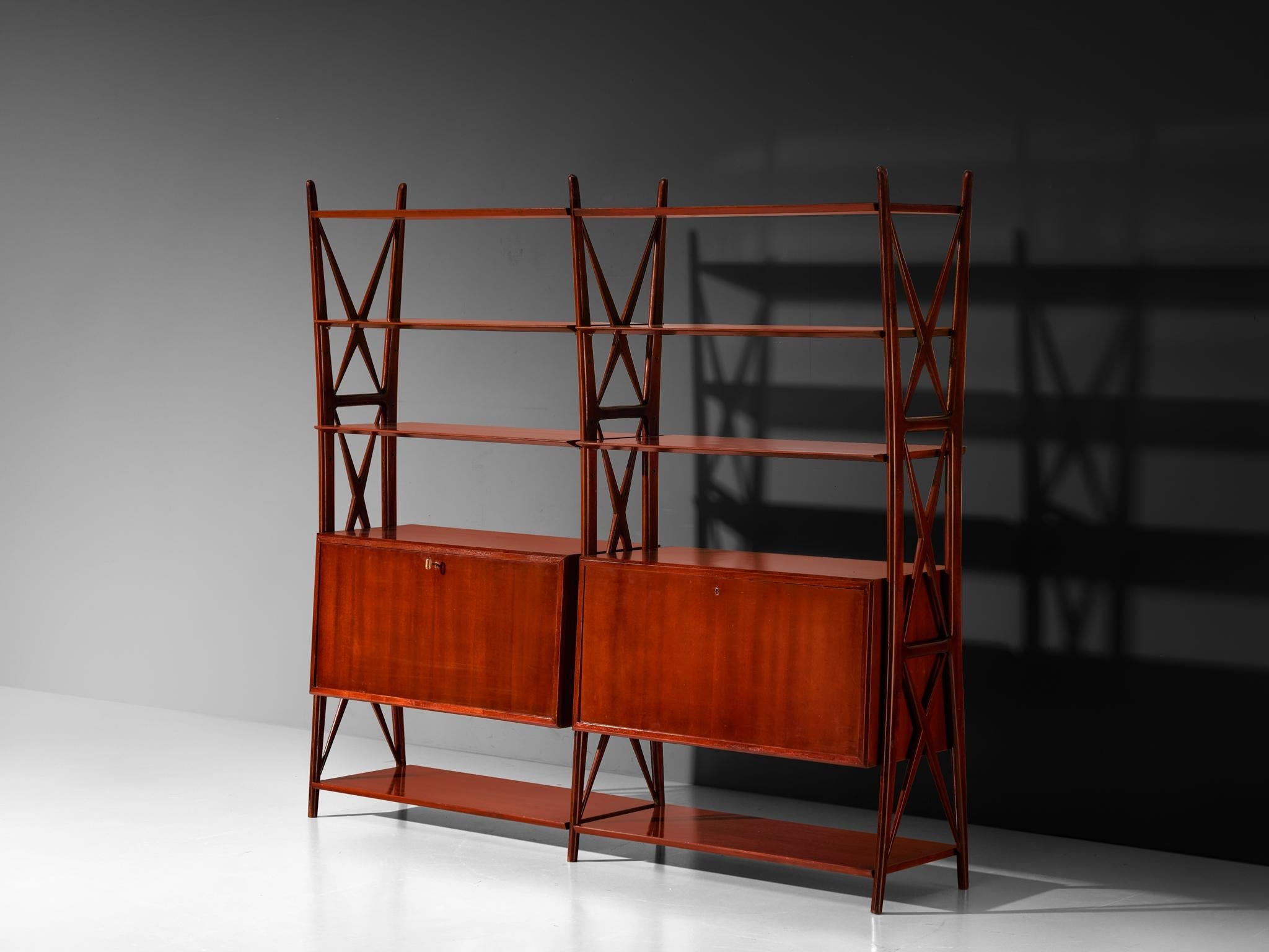 Silvio Cavatorta Elegant Library in Mahogany case pieces and storage cabinets Morentz