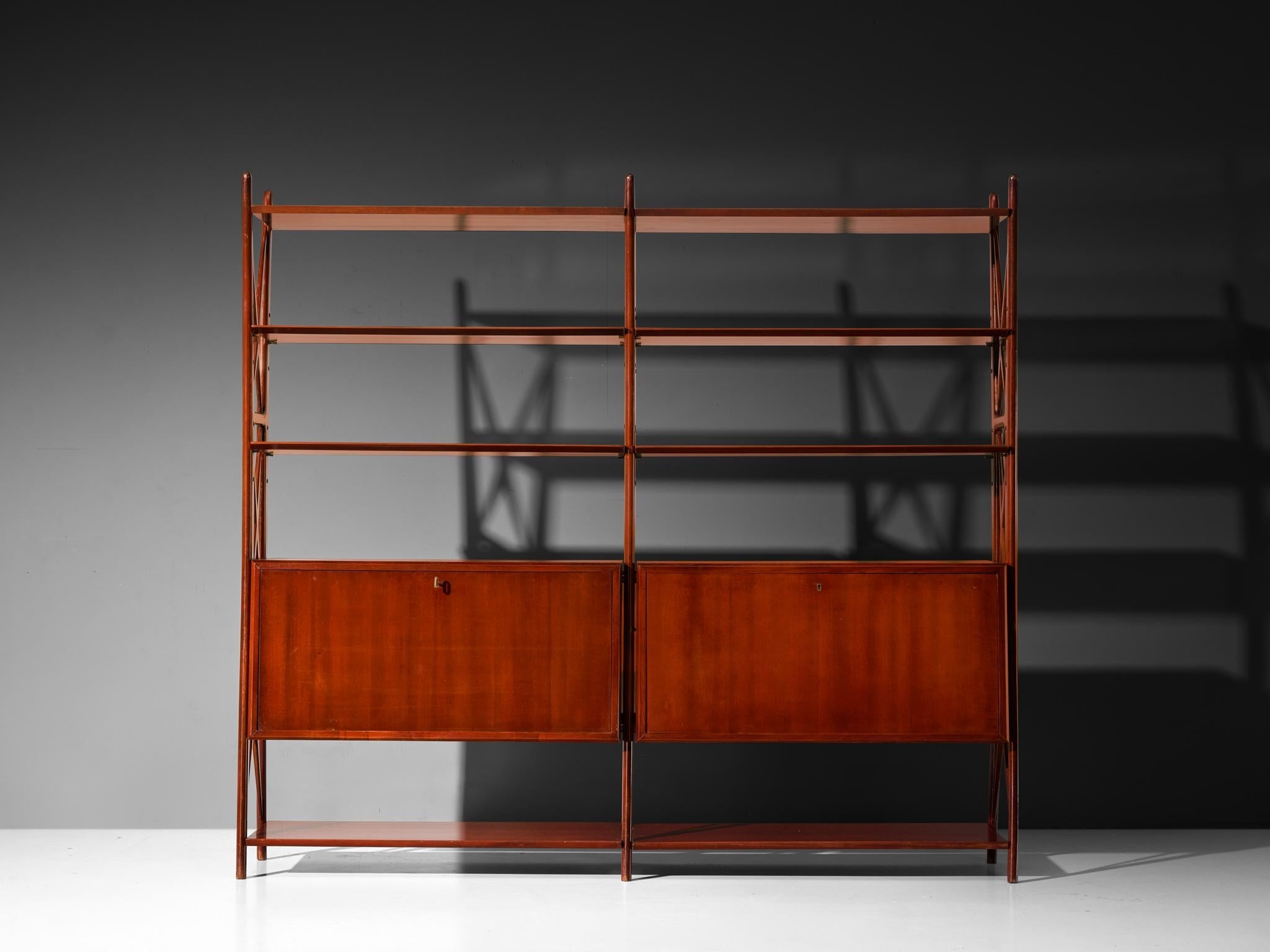 Silvio Cavatorta Elegant Library in Mahogany case pieces and storage cabinets Morentz