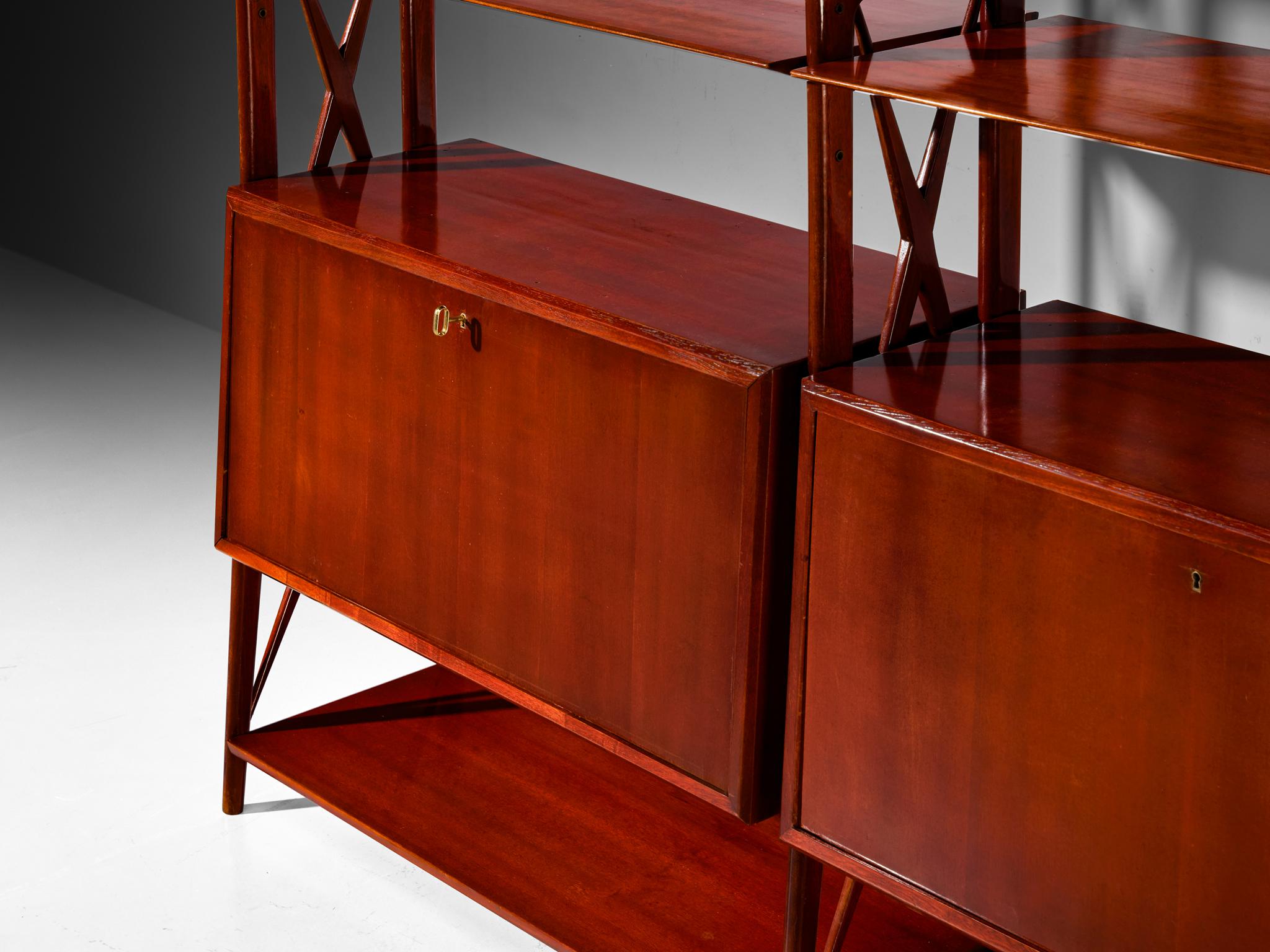 Silvio Cavatorta Elegant Library in Mahogany case pieces and storage cabinets Morentz