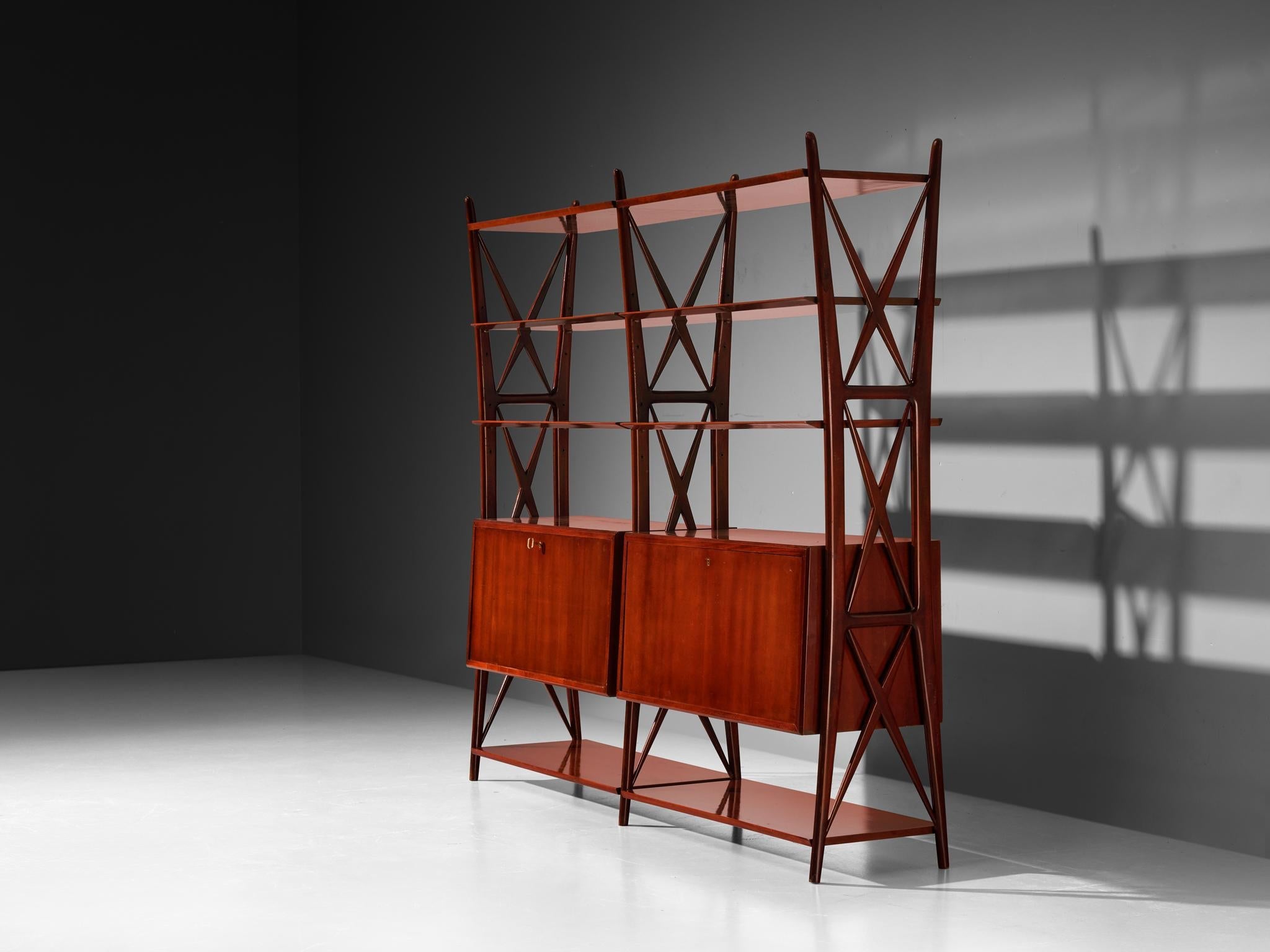 Silvio Cavatorta Elegant Library in Mahogany case pieces and storage cabinets Morentz