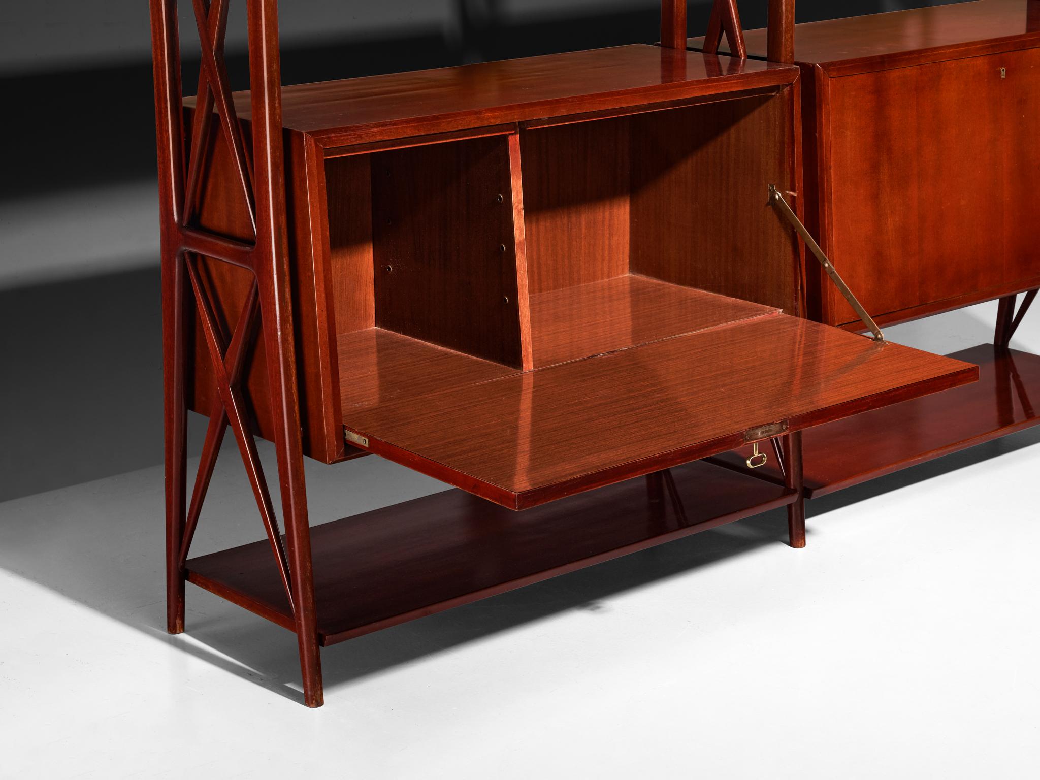 Silvio Cavatorta Elegant Library in Mahogany case pieces and storage cabinets Morentz