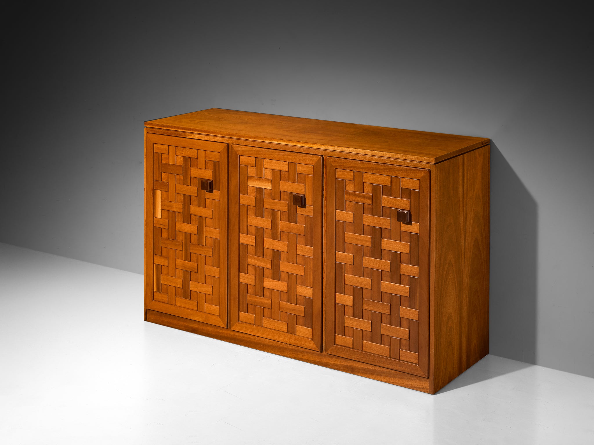 Italian Architectural Grid-Structured Sideboard in Meranti Case pieces and storage cabinets Morentz