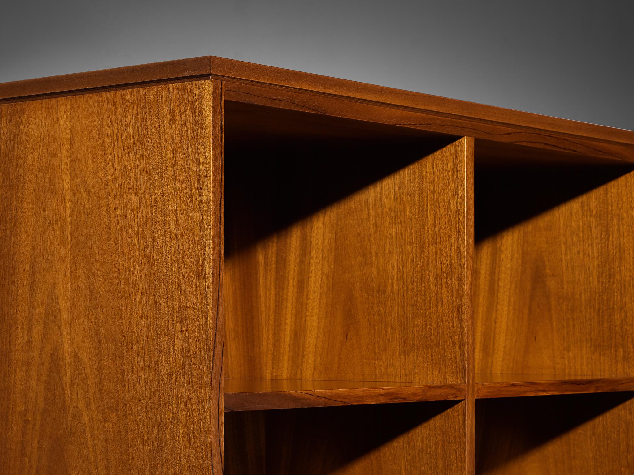 Italian Architectural Grid-Structured Higboard or Bookcase in Walnut case pieces and storage cabinets Morentz