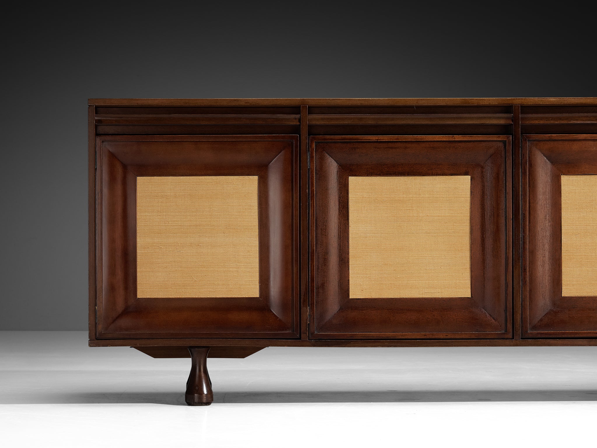 Angelo Mangiarotti for Sorgente dei Mobili Sideboard in Mahogany Grasscloth Case pieces and storage cabinets Morentz