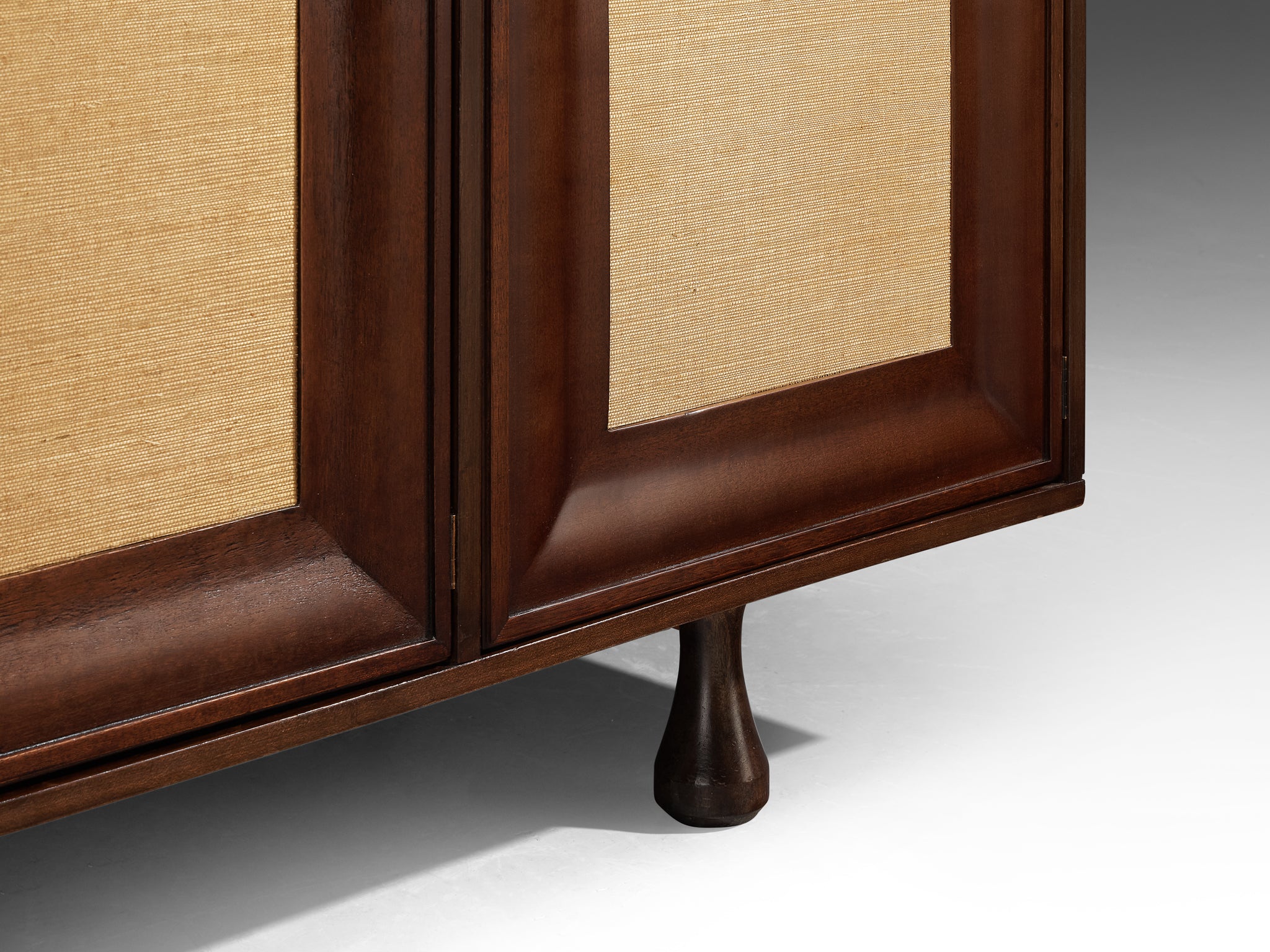 Angelo Mangiarotti for Sorgente dei Mobili Sideboard in Mahogany Grasscloth Case pieces and storage cabinets Morentz