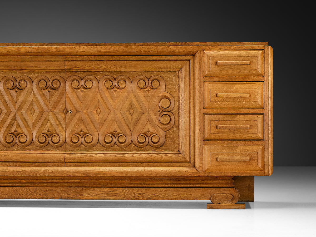 André Le Picard Sideboard in Solid Oak 1930s Case pieces and storage cabinets Morentz