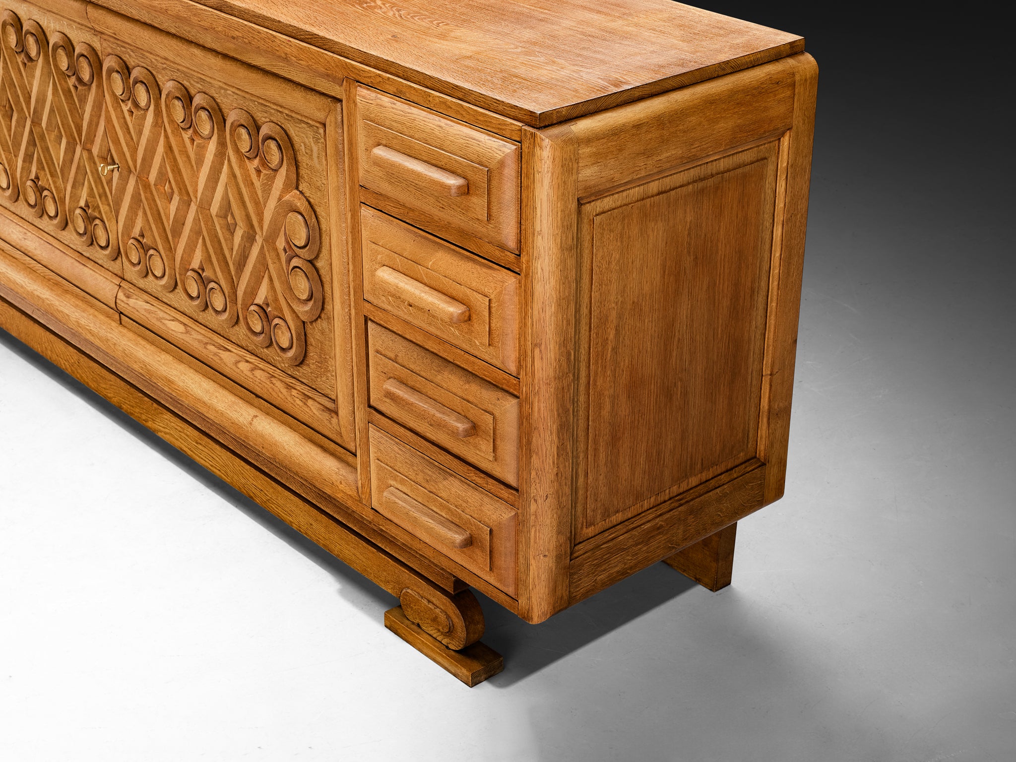 André Le Picard Sideboard in Solid Oak 1930s Case pieces and storage cabinets Morentz