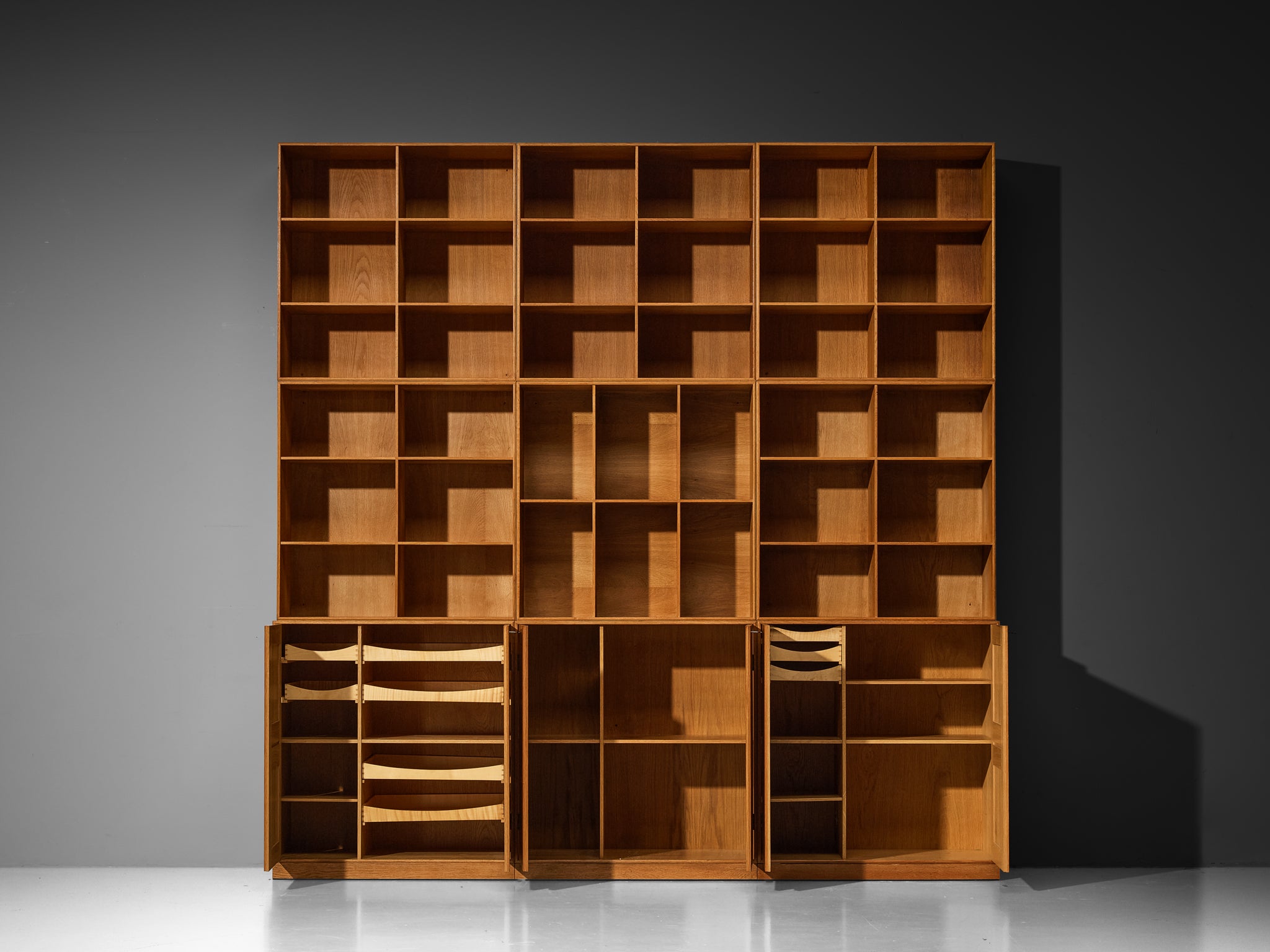 Mogens Koch for Rud Radmussen Modular Library in Oak Case pieces and storage cabinets Morentz