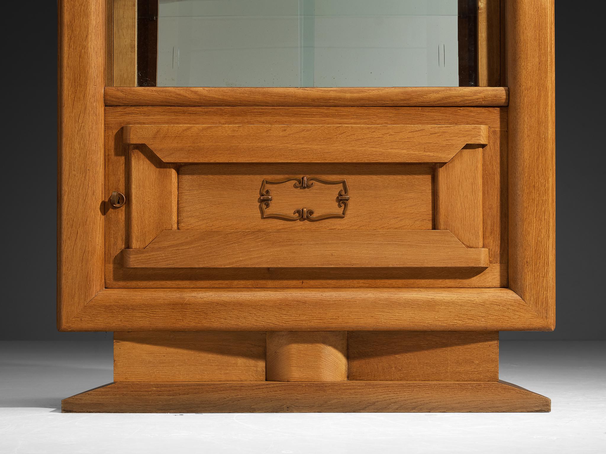 Art Deco Showcase in Oak and Glass and Decorative Copper Detailing case pieces and storage cabinets Morentz
