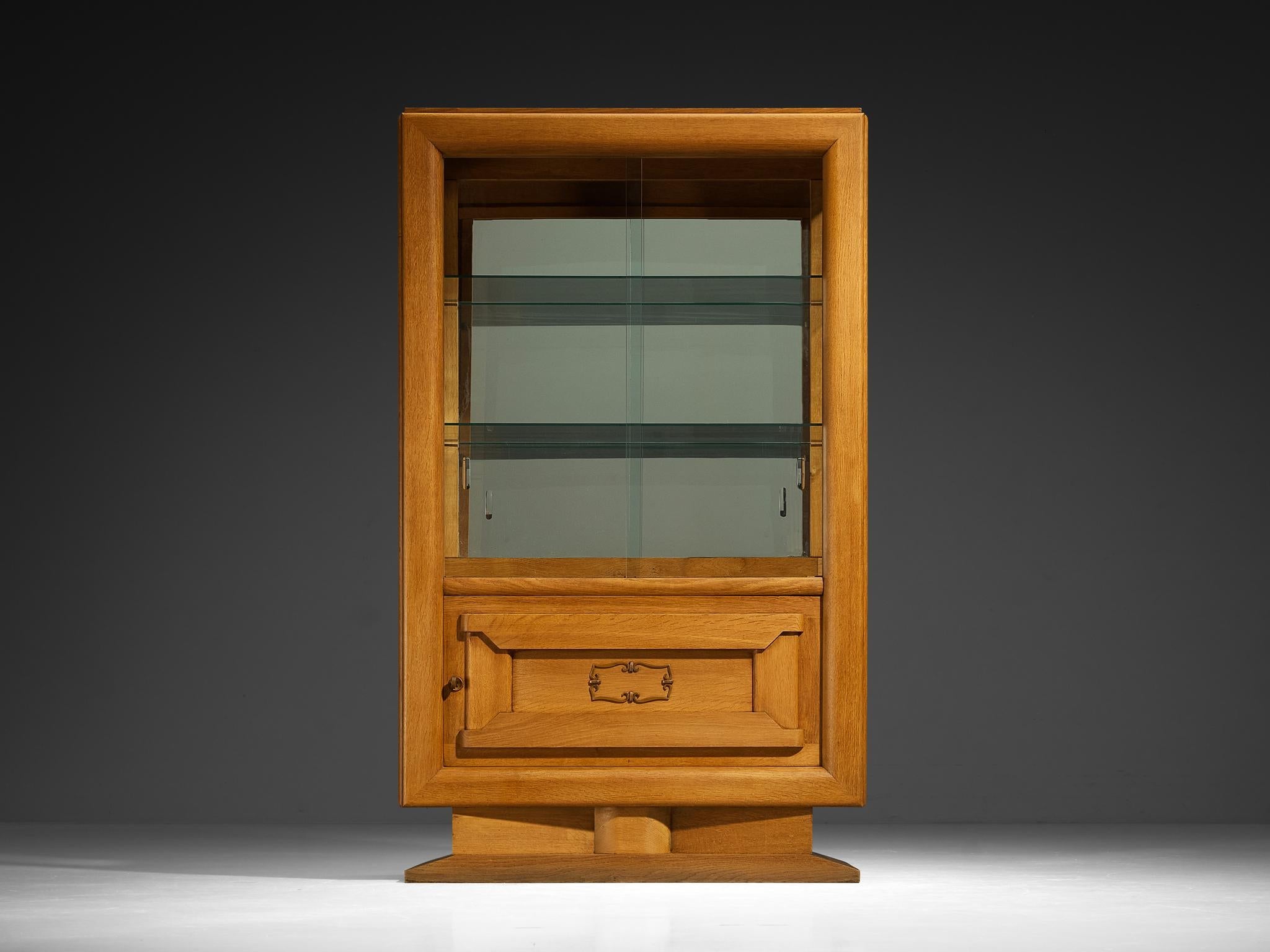 Art Deco Showcase in Oak and Glass and Decorative Copper Detailing case pieces and storage cabinets Morentz