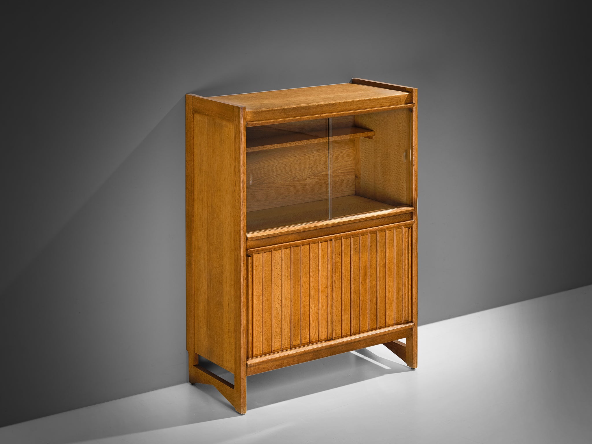 Guillerme & Chambron Cabinet in Solid Oak and Glass case pieces and storage cabinets Morentz
