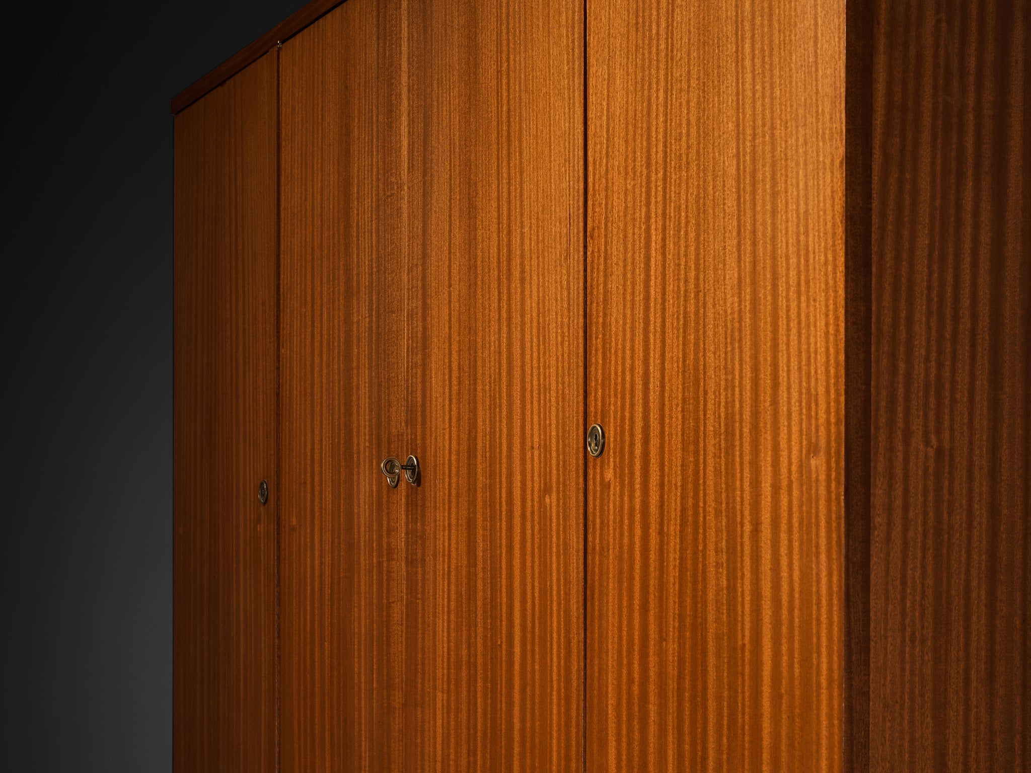 1950s Mid-Century Modern French Cabinet in Mahogany with Sculptural Base case pieces and storage cabinets Morentz