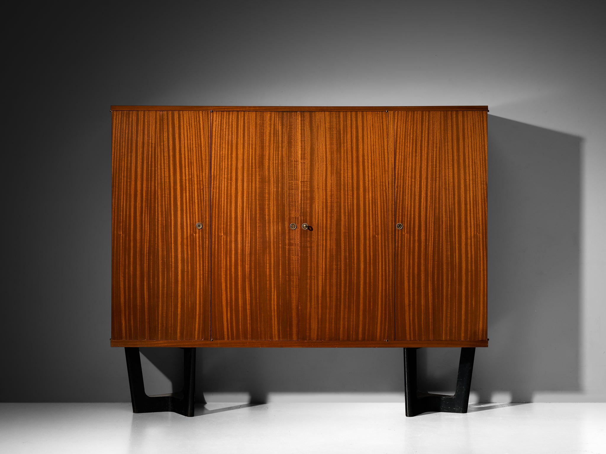 1950s Mid-Century Modern French Cabinet in Mahogany with Sculptural Base case pieces and storage cabinets Morentz