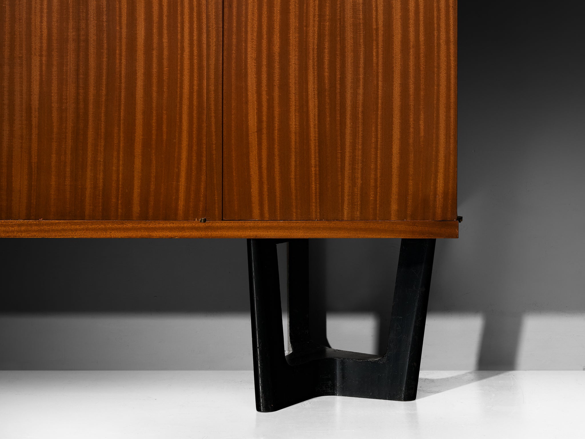 1950s Mid-Century Modern French Cabinet in Mahogany with Sculptural Base case pieces and storage cabinets Morentz