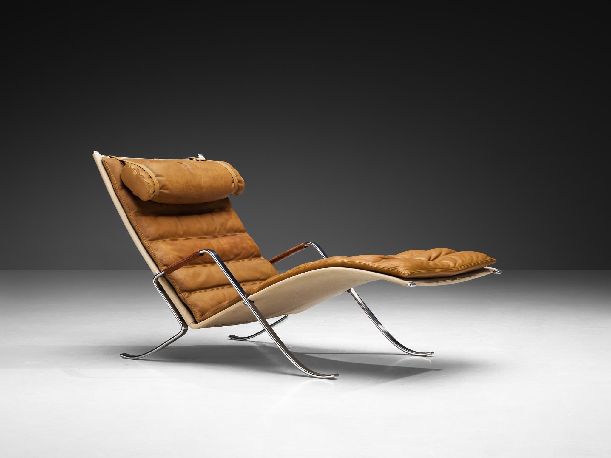 Jørgen Kastholm & Preben Fabricius 'Grasshopper' Chaise Longue in Leather seating Morentz