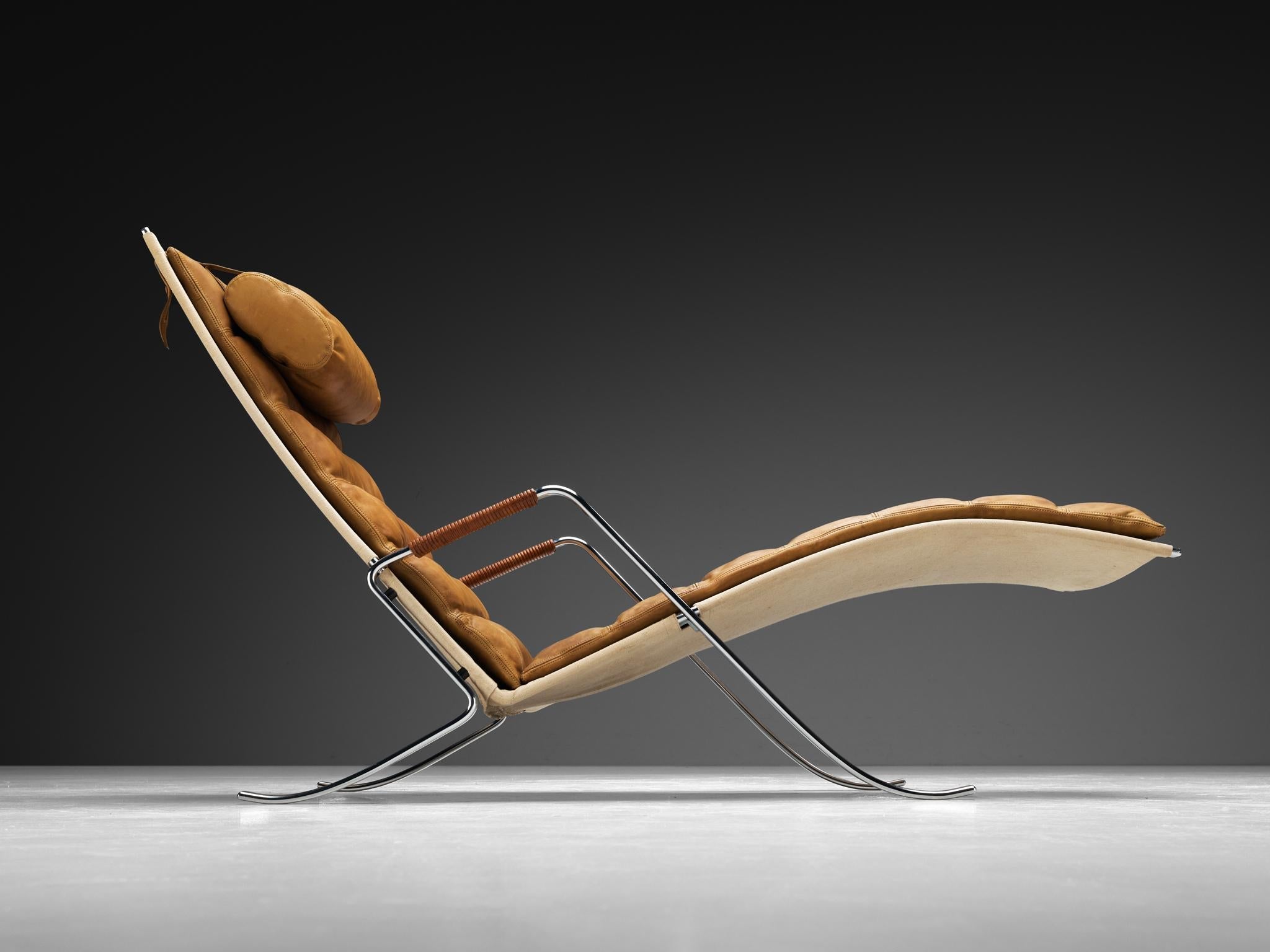 Jørgen Kastholm & Preben Fabricius 'Grasshopper' Chaise Longue in Leather seating Morentz
