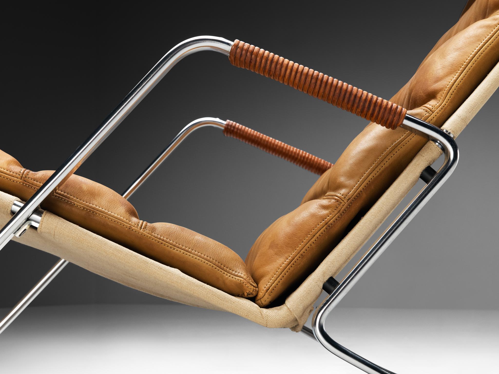 Jørgen Kastholm & Preben Fabricius 'Grasshopper' Chaise Longue in Leather seating Morentz