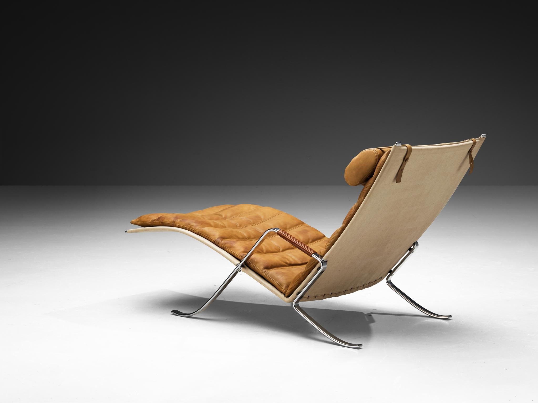 Jørgen Kastholm & Preben Fabricius 'Grasshopper' Chaise Longue in Leather seating Morentz