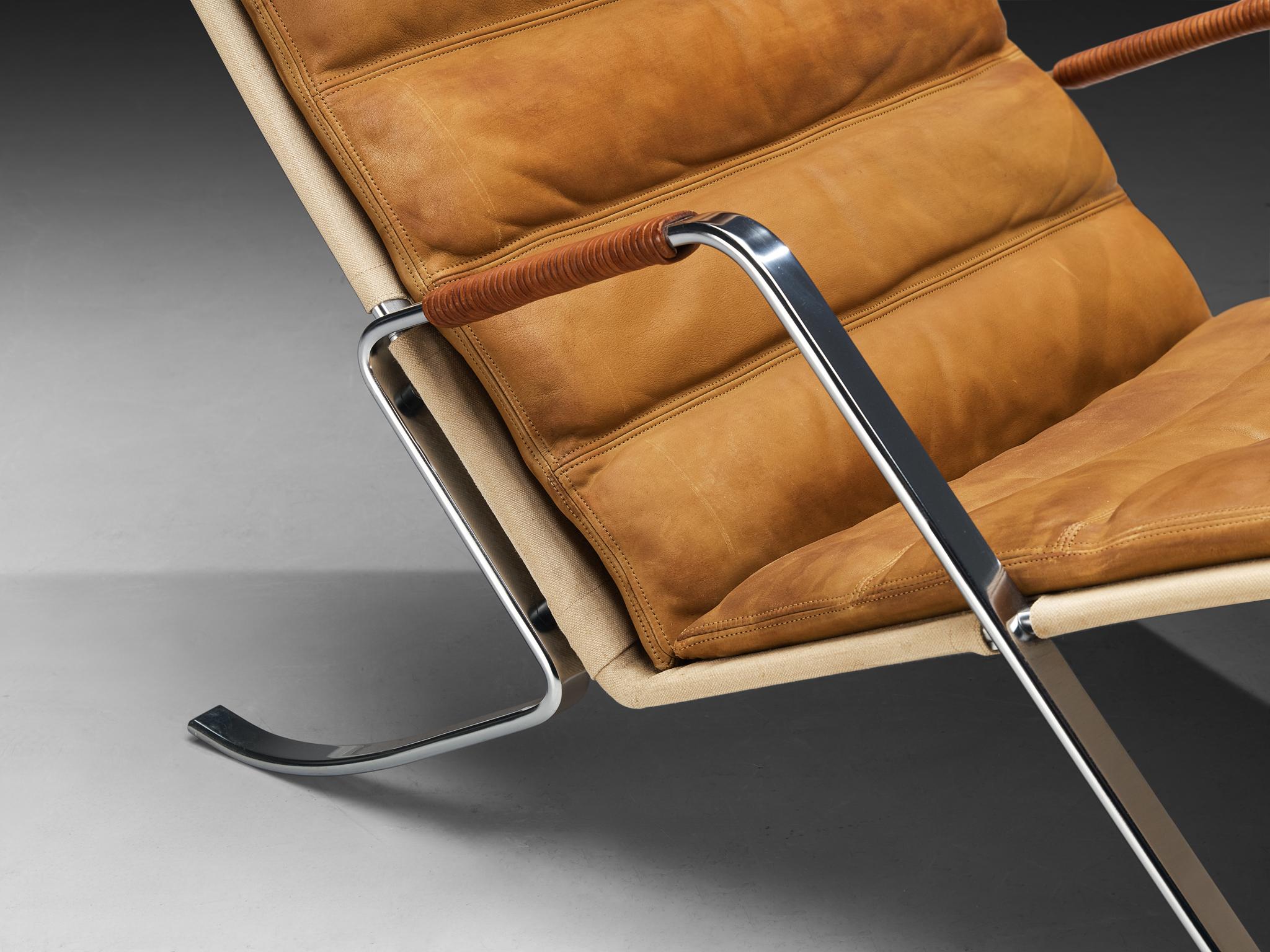 Jørgen Kastholm & Preben Fabricius 'Grasshopper' Chaise Longue in Leather seating Morentz