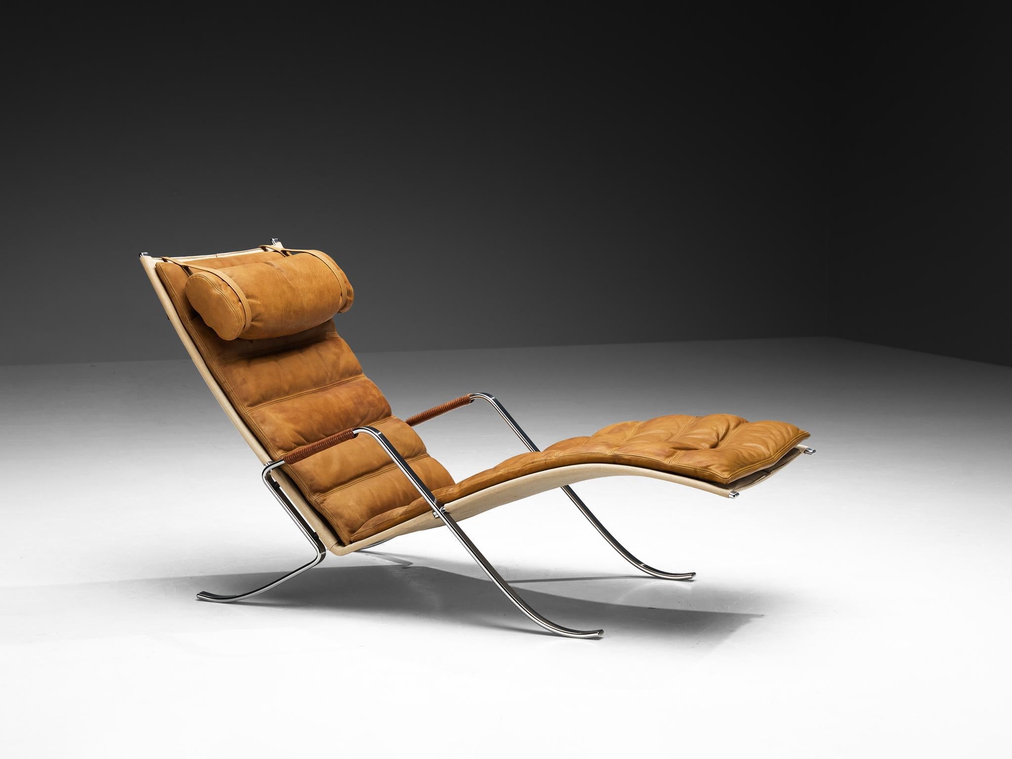 Jørgen Kastholm & Preben Fabricius 'Grasshopper' Chaise Longue in Leather seating Morentz