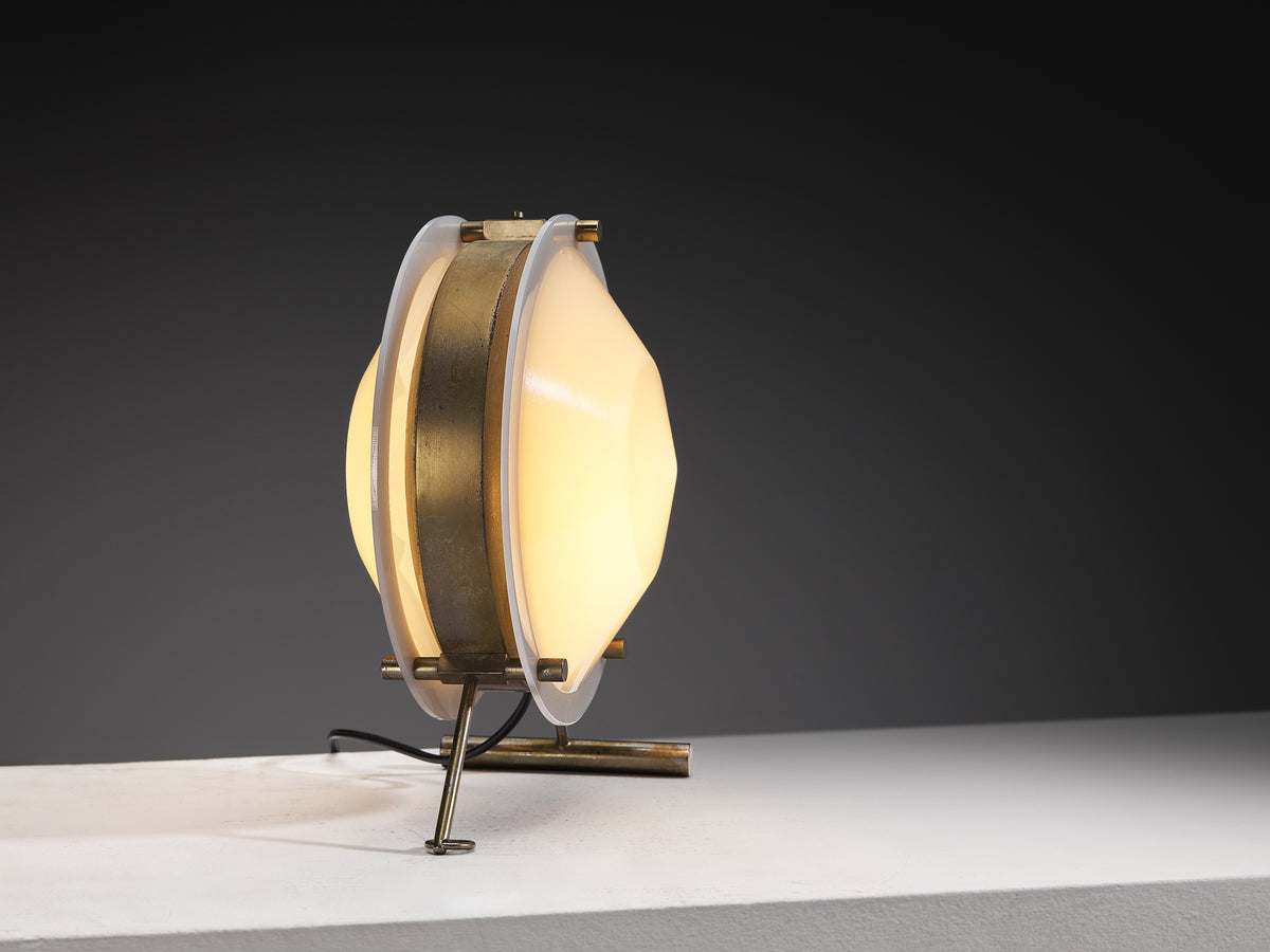 Rare Tito Agnoli for O-Luce '260' Table Lamp in Perspex and Brass Lighting Morentz