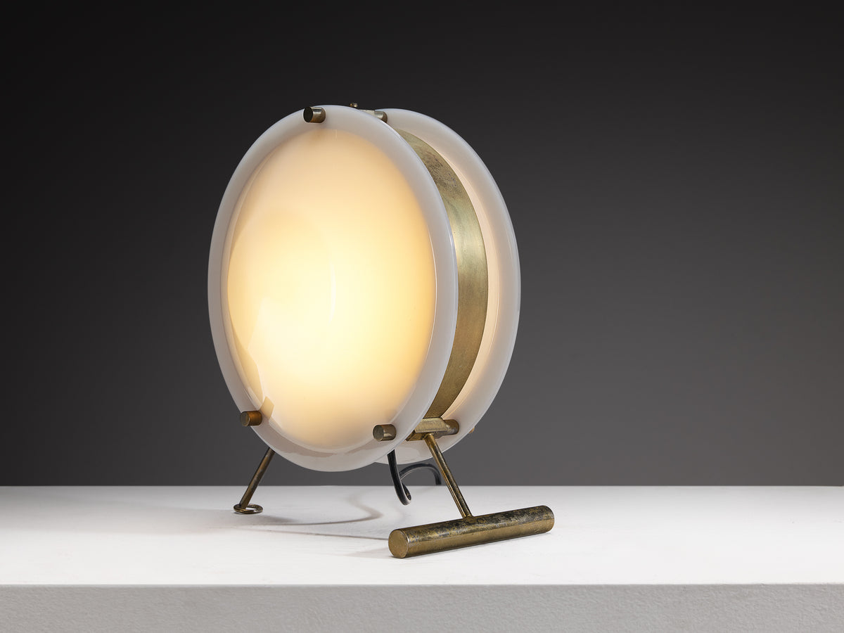 Rare Tito Agnoli for O-Luce '260' Table Lamp in Perspex and Brass Lighting Morentz