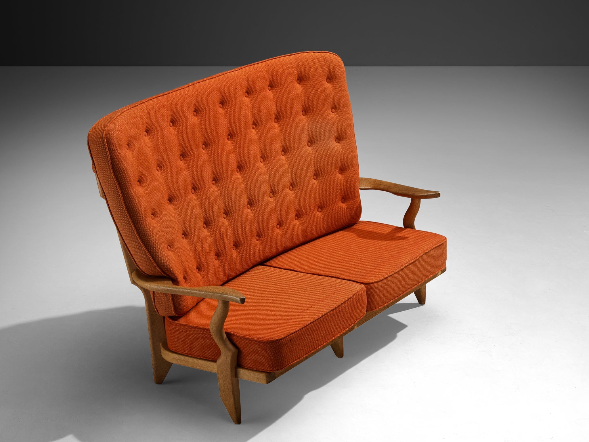 Guillerme & Chambron Grand Repos Sofa in Oak and Orange Upholstery seating Morentz