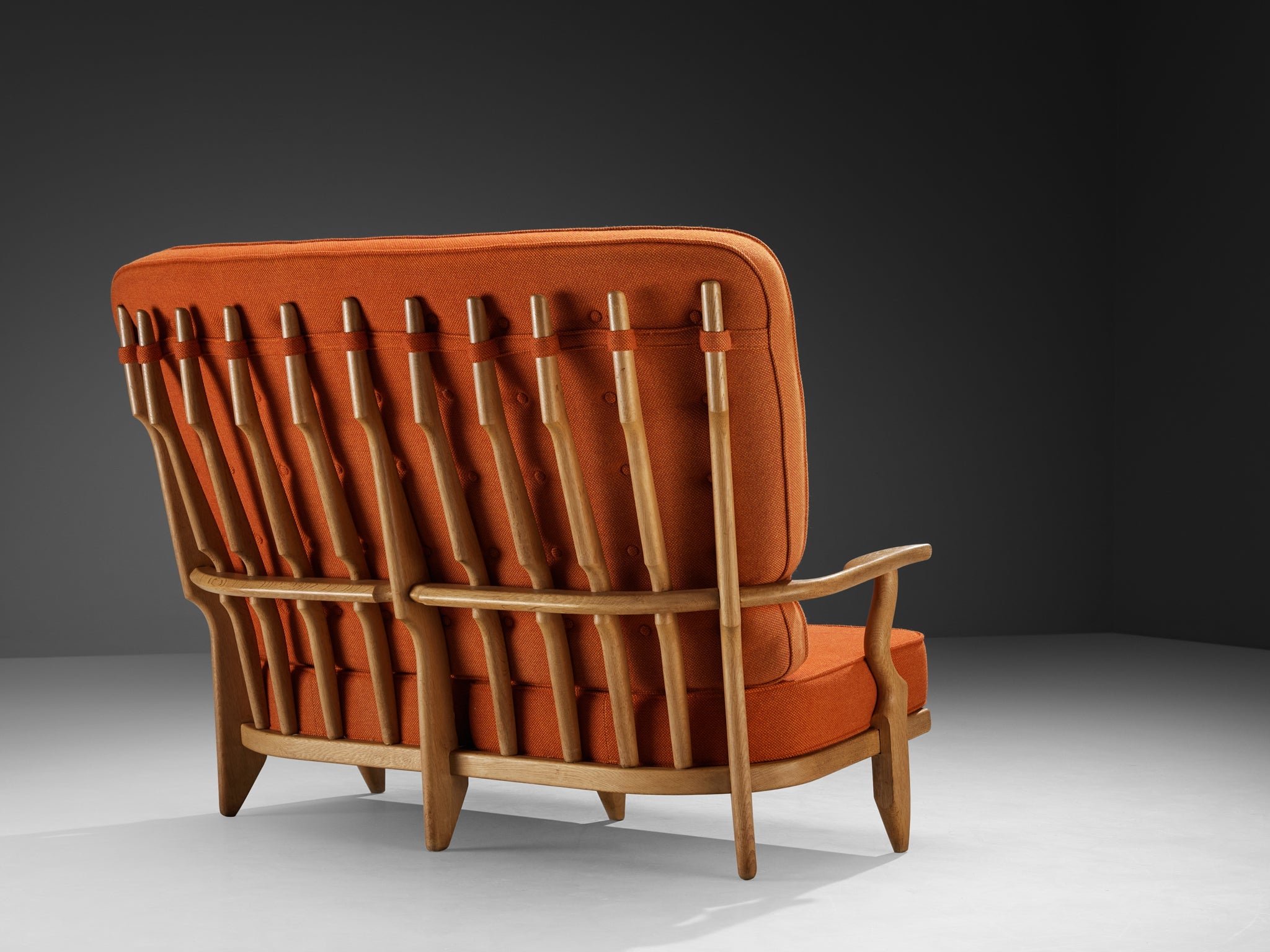 Guillerme & Chambron Grand Repos Sofa in Oak and Orange Upholstery seating Morentz