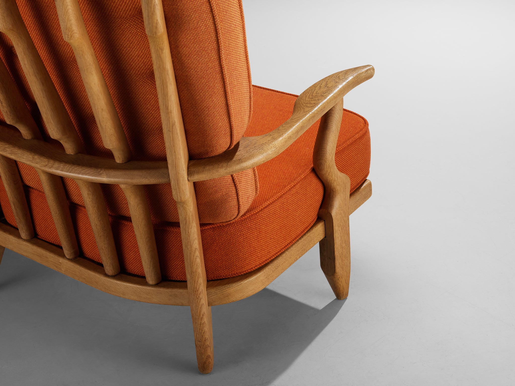 Guillerme & Chambron Grand Repos Sofa in Oak and Orange Upholstery seating Morentz