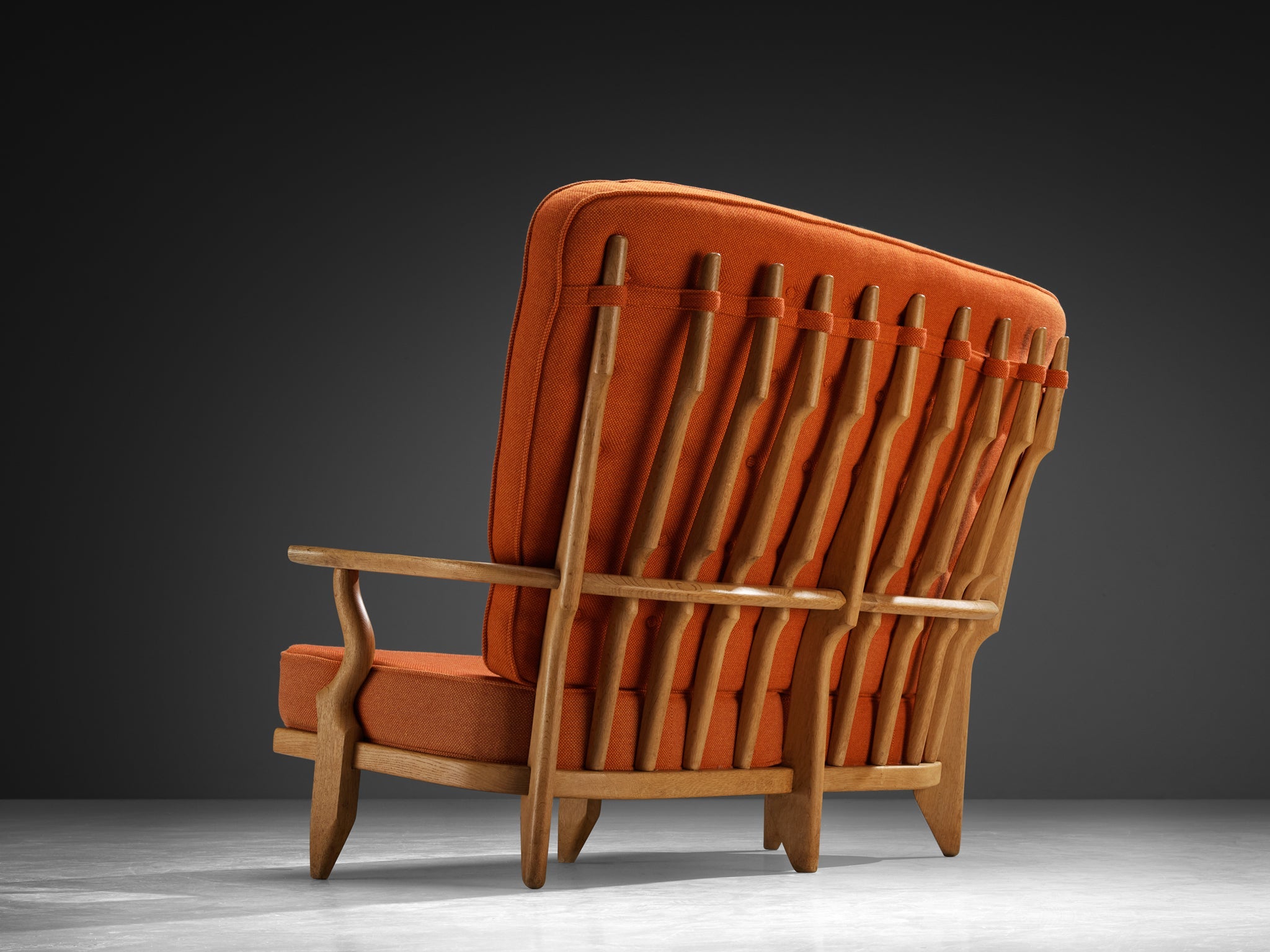 Guillerme & Chambron Grand Repos Sofa in Oak and Orange Upholstery seating Morentz