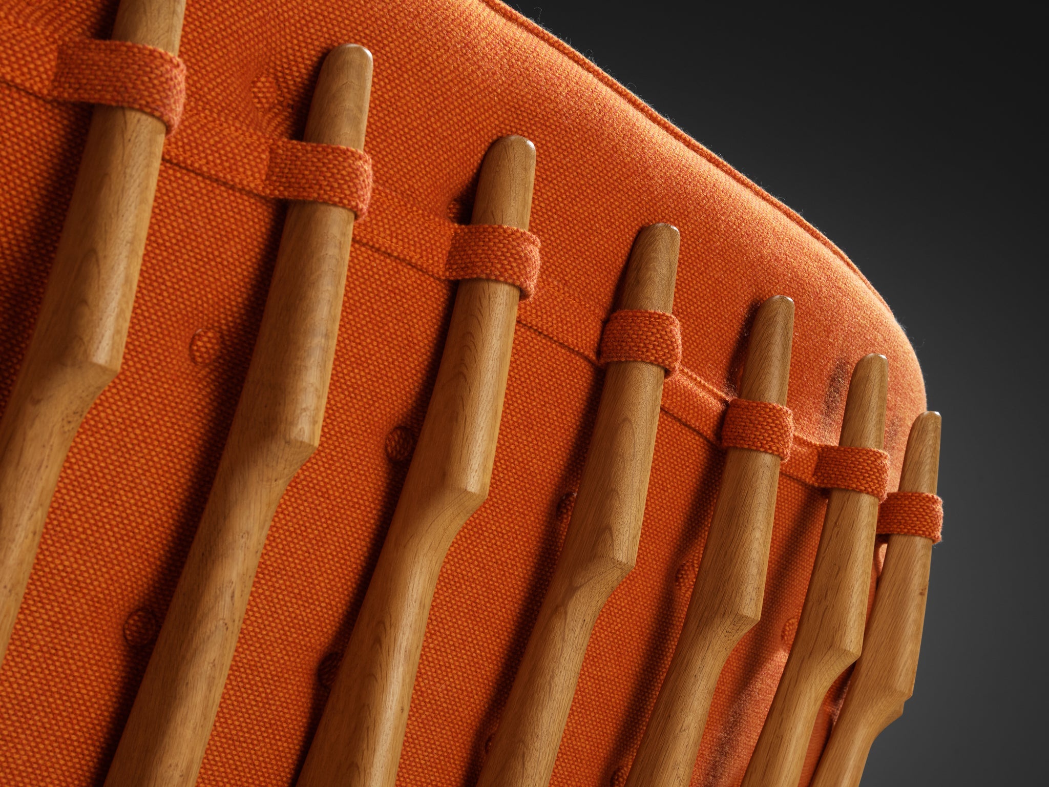 Guillerme & Chambron Grand Repos Sofa in Oak and Orange Upholstery seating Morentz