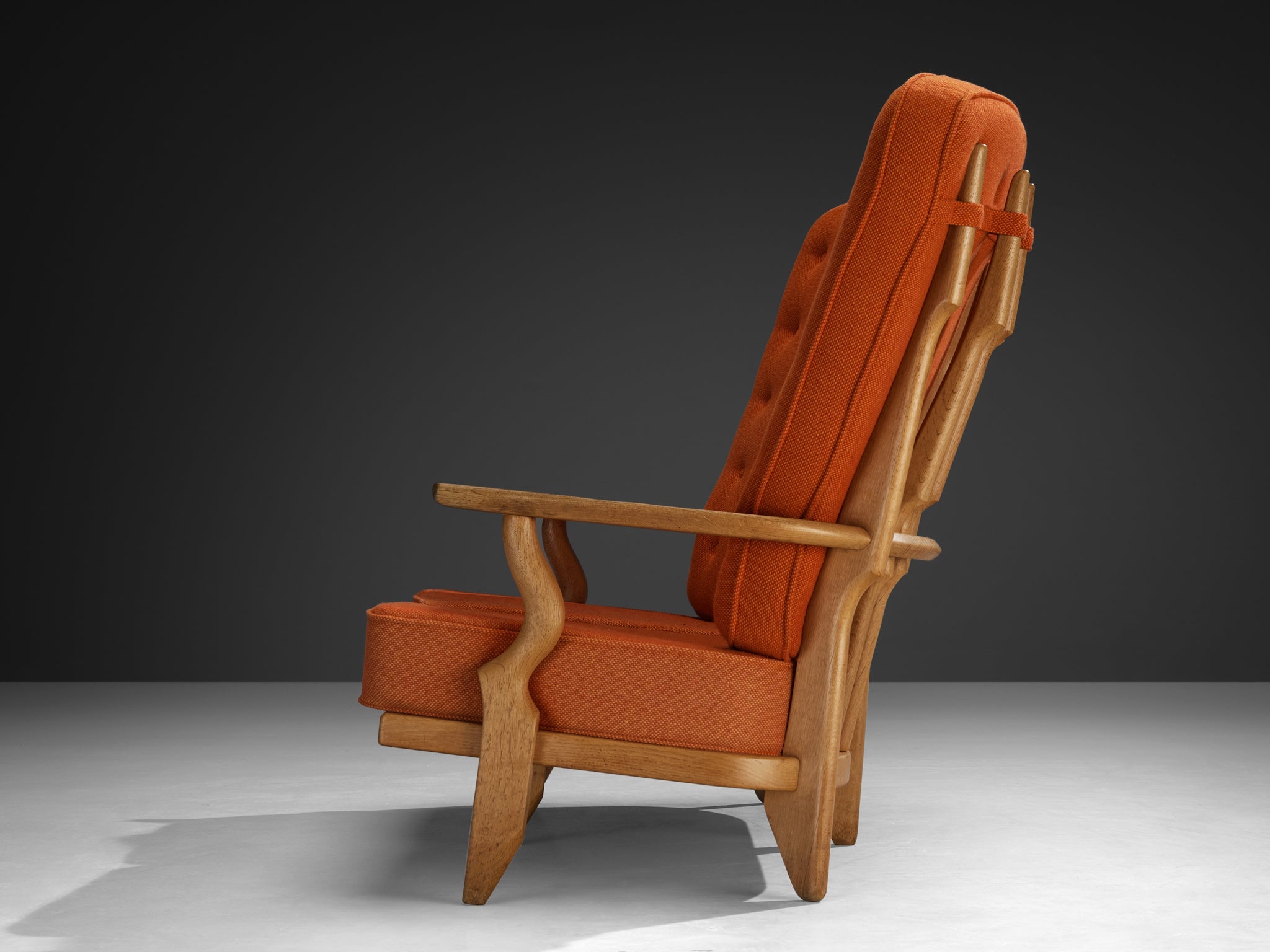 Guillerme & Chambron Grand Repos Sofa in Oak and Orange Upholstery seating Morentz