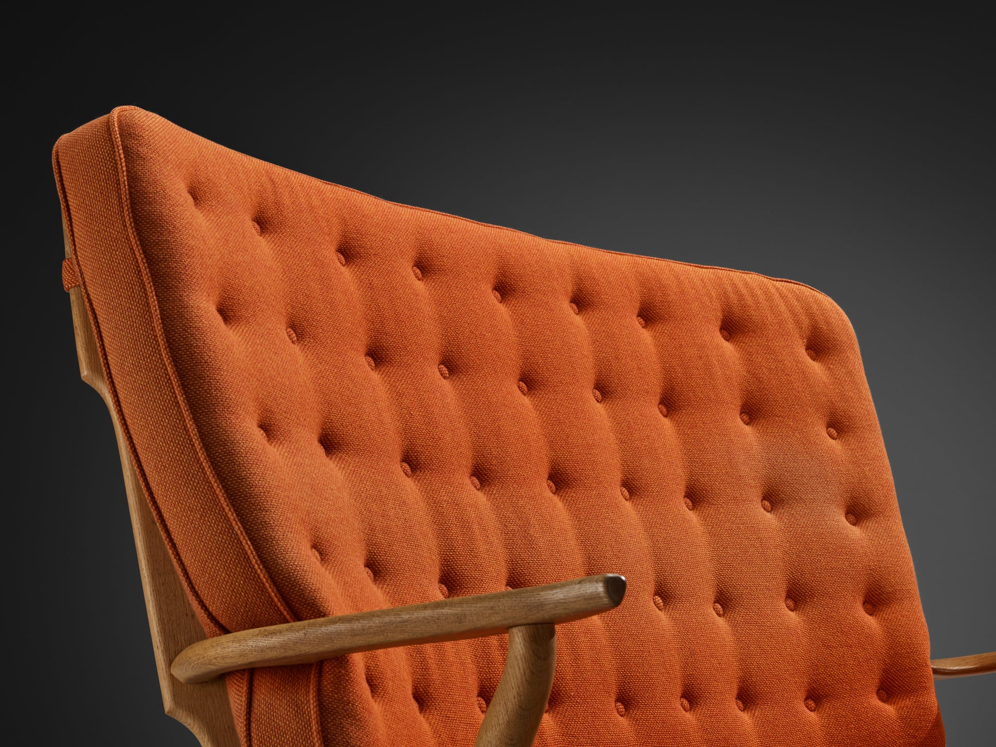 Guillerme & Chambron Grand Repos Sofa in Oak and Orange Upholstery seating Morentz