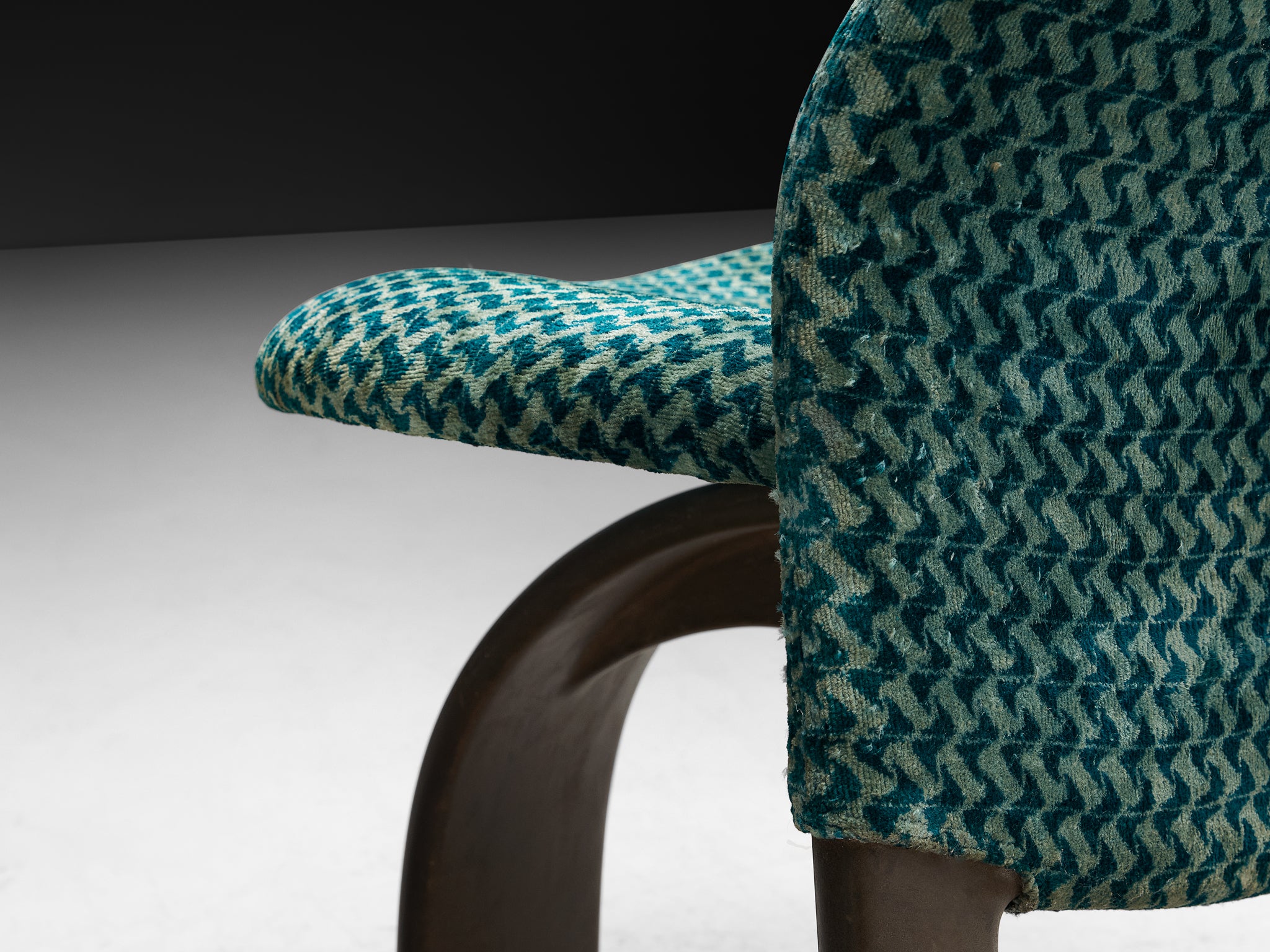 Giovanni Offredi for Saporiti Set of Four 'Sail' Dining Chairs in Turquoise Velvet